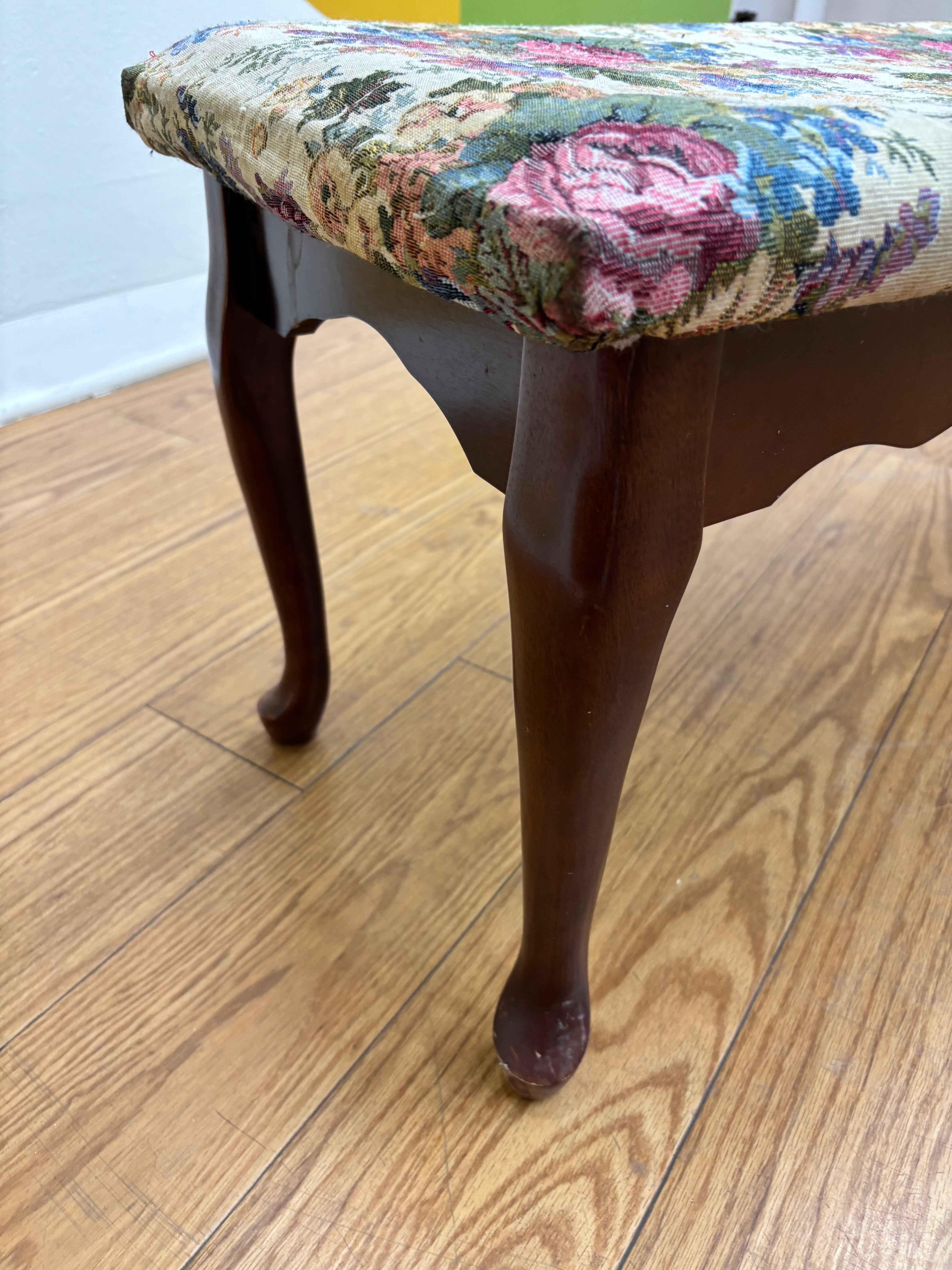 Floral Tapestry Accent Bench