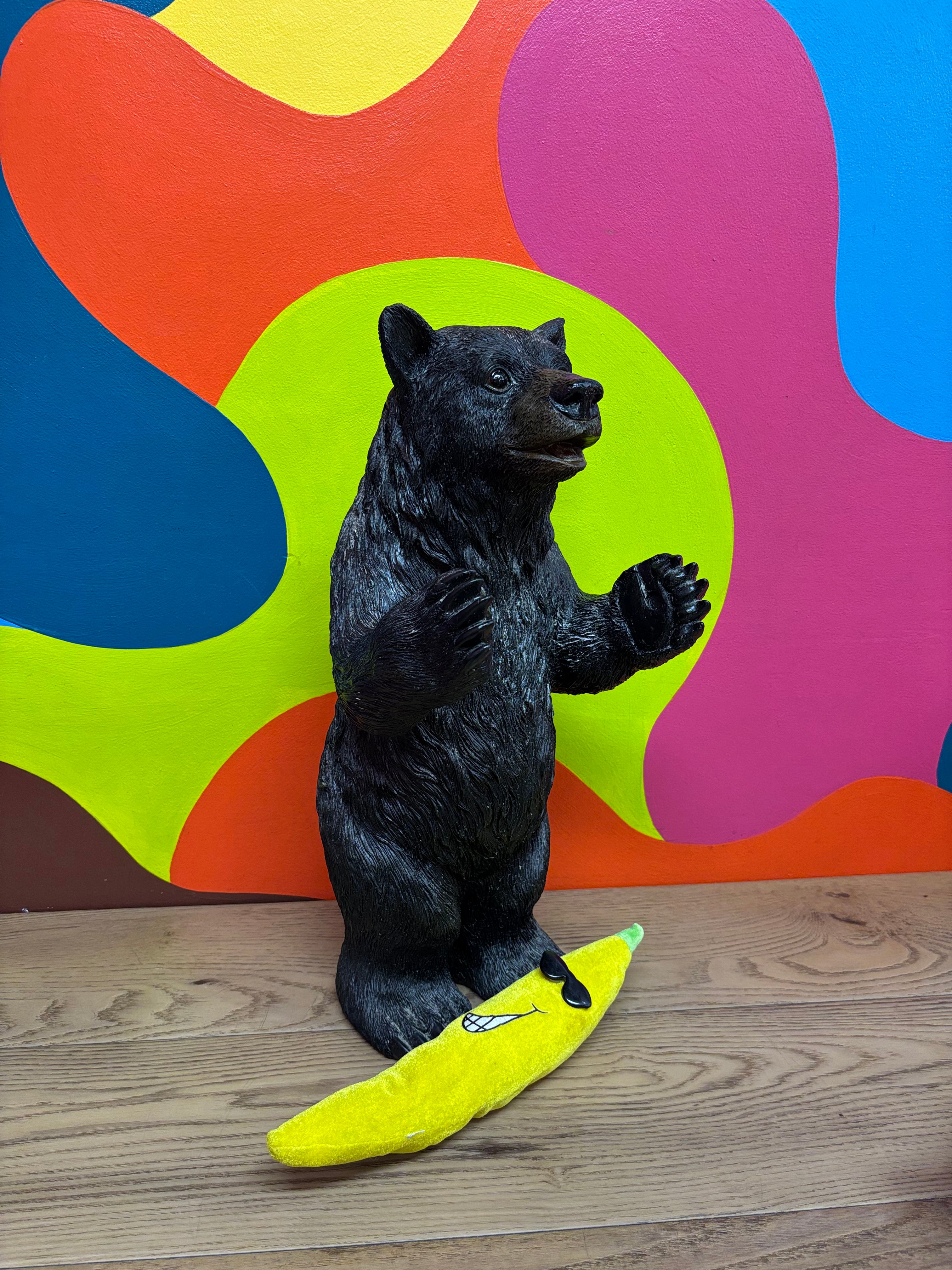 Small Standing Black Bear Toilet Paper Holder