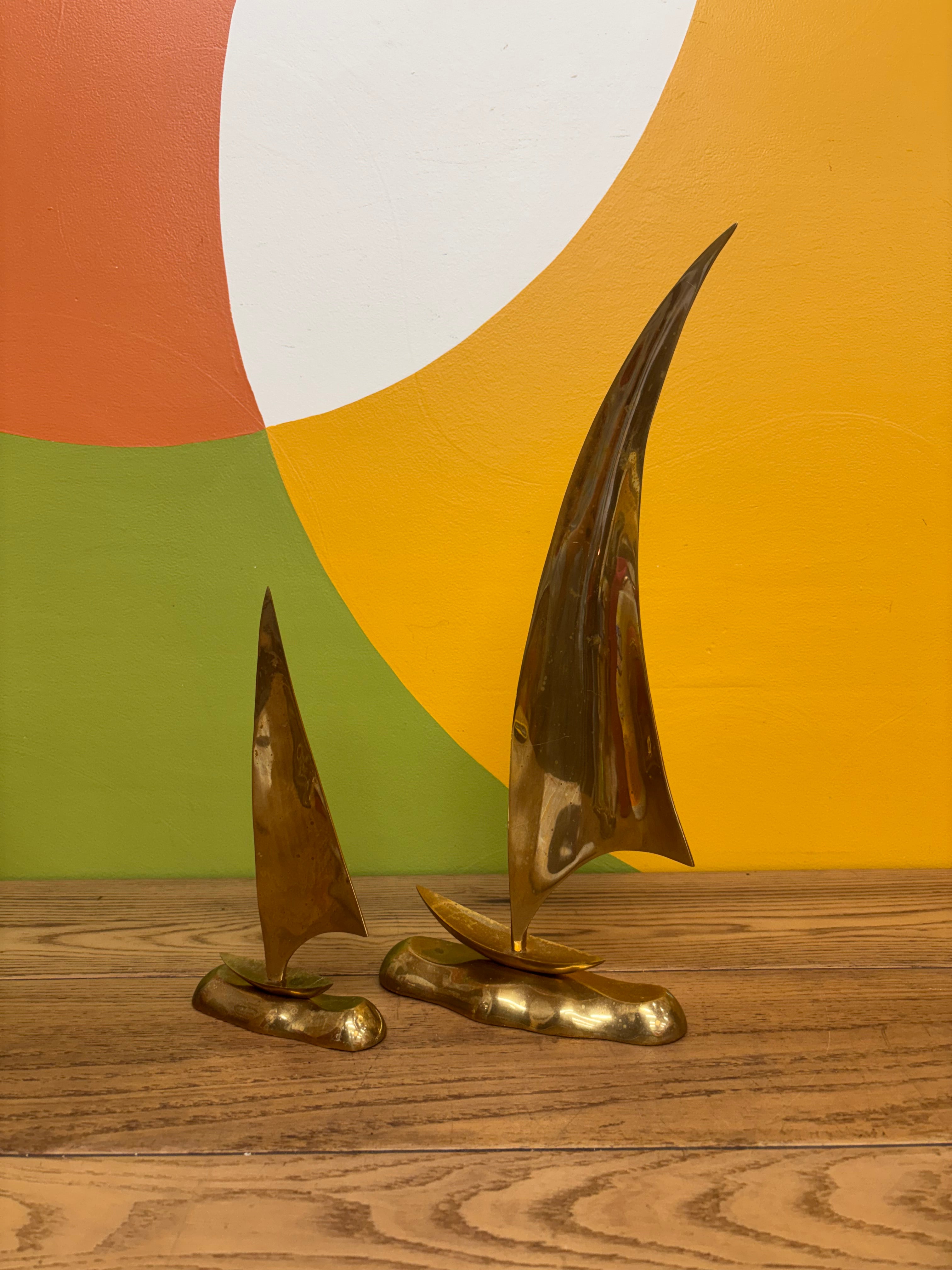 Set of 2 Brass Sailboats