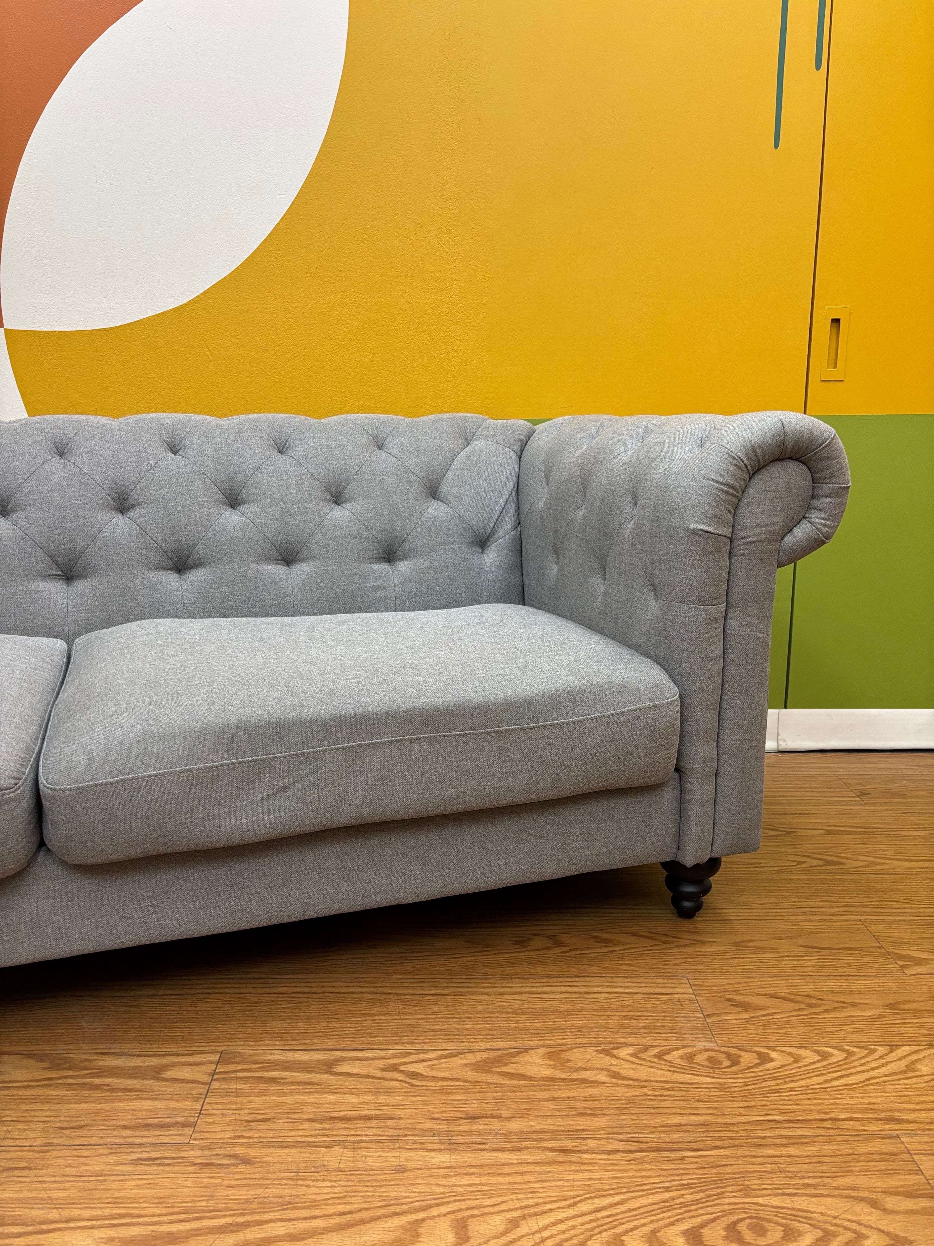 Grey Fabric Loveseat