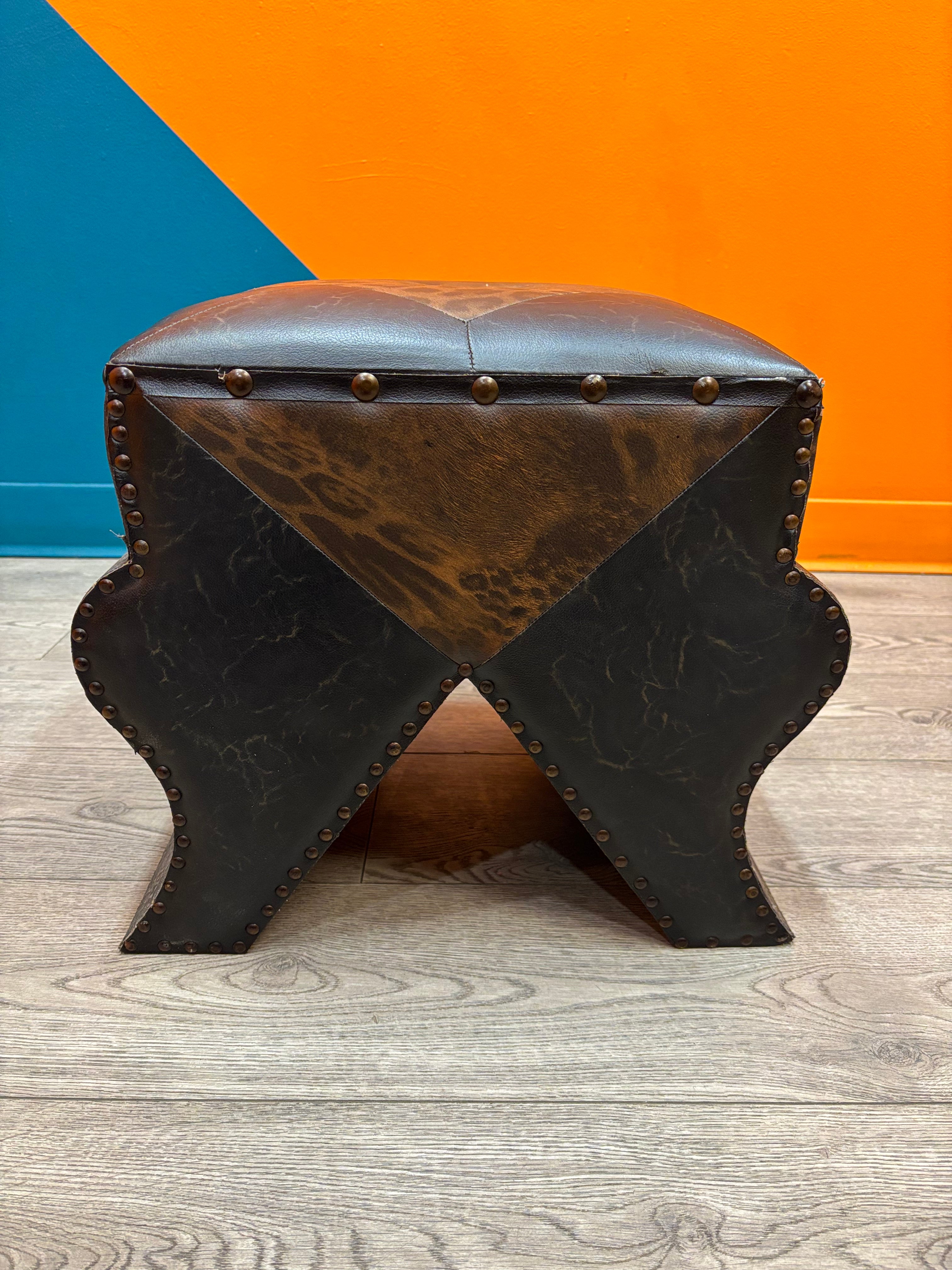 Faux Leather Ottoman