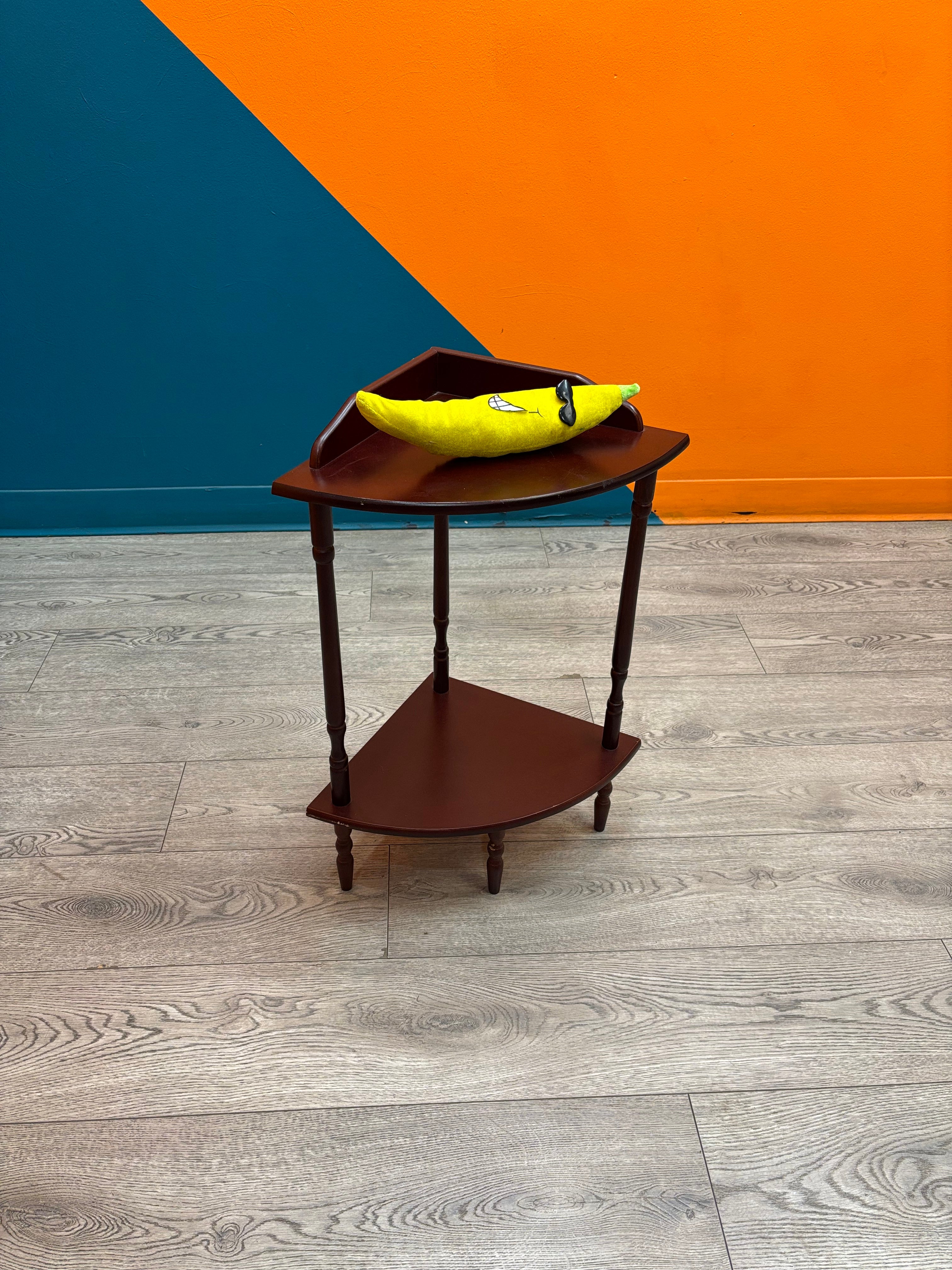 Small Wood 2 Tier Corner Shelf