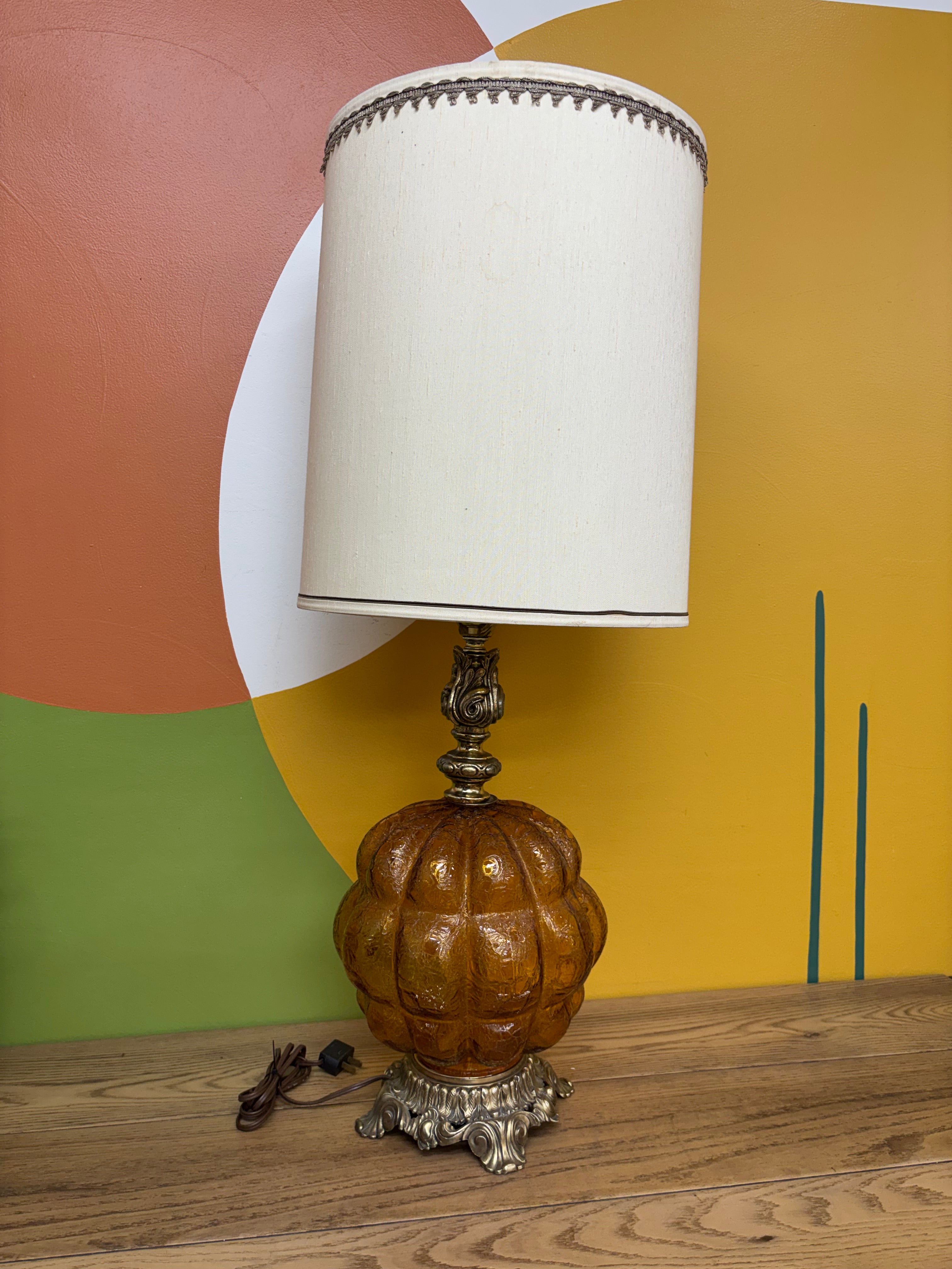 Amber Glass Table Lamp
