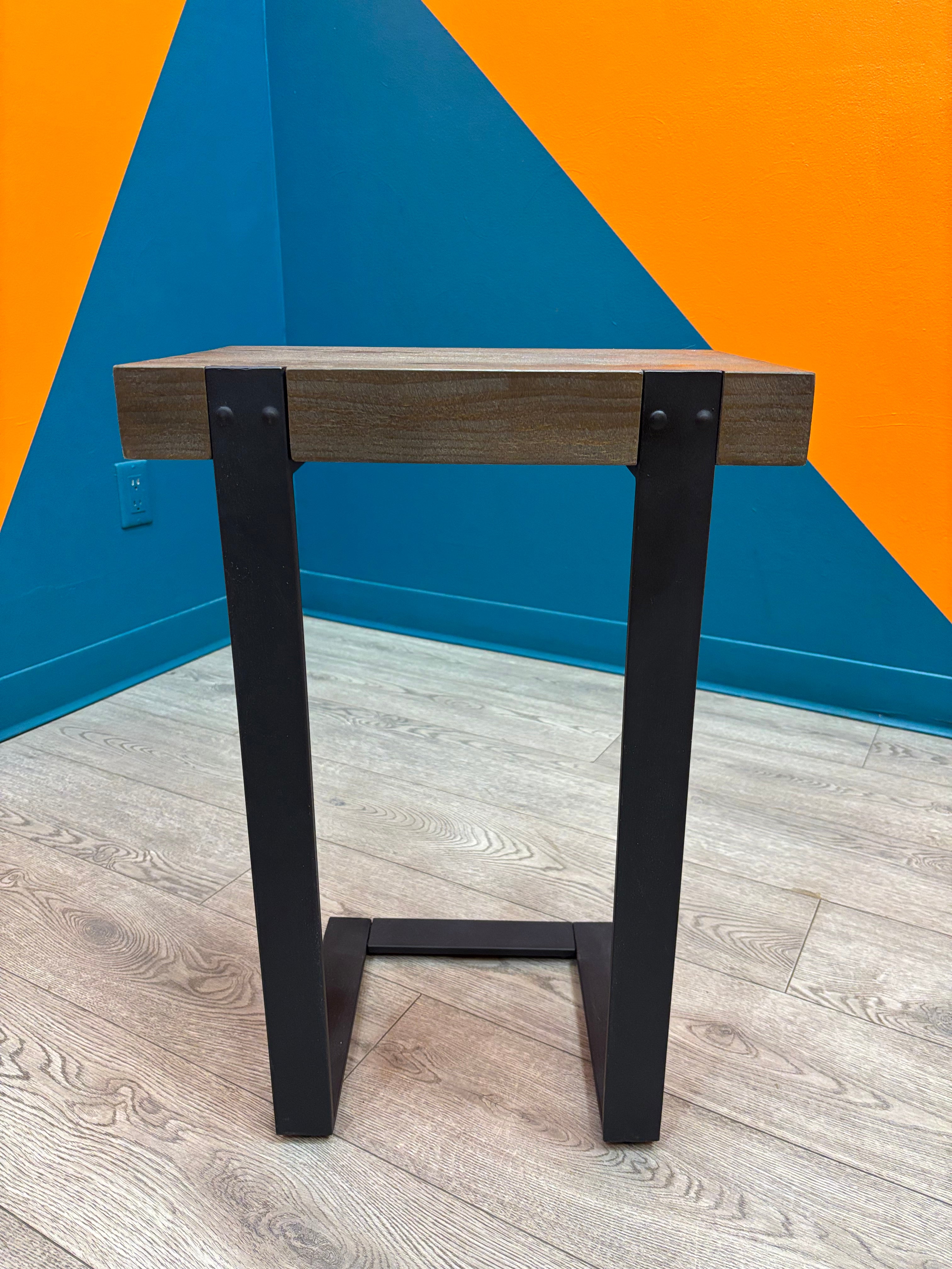 Wood C-Shaped Side Table