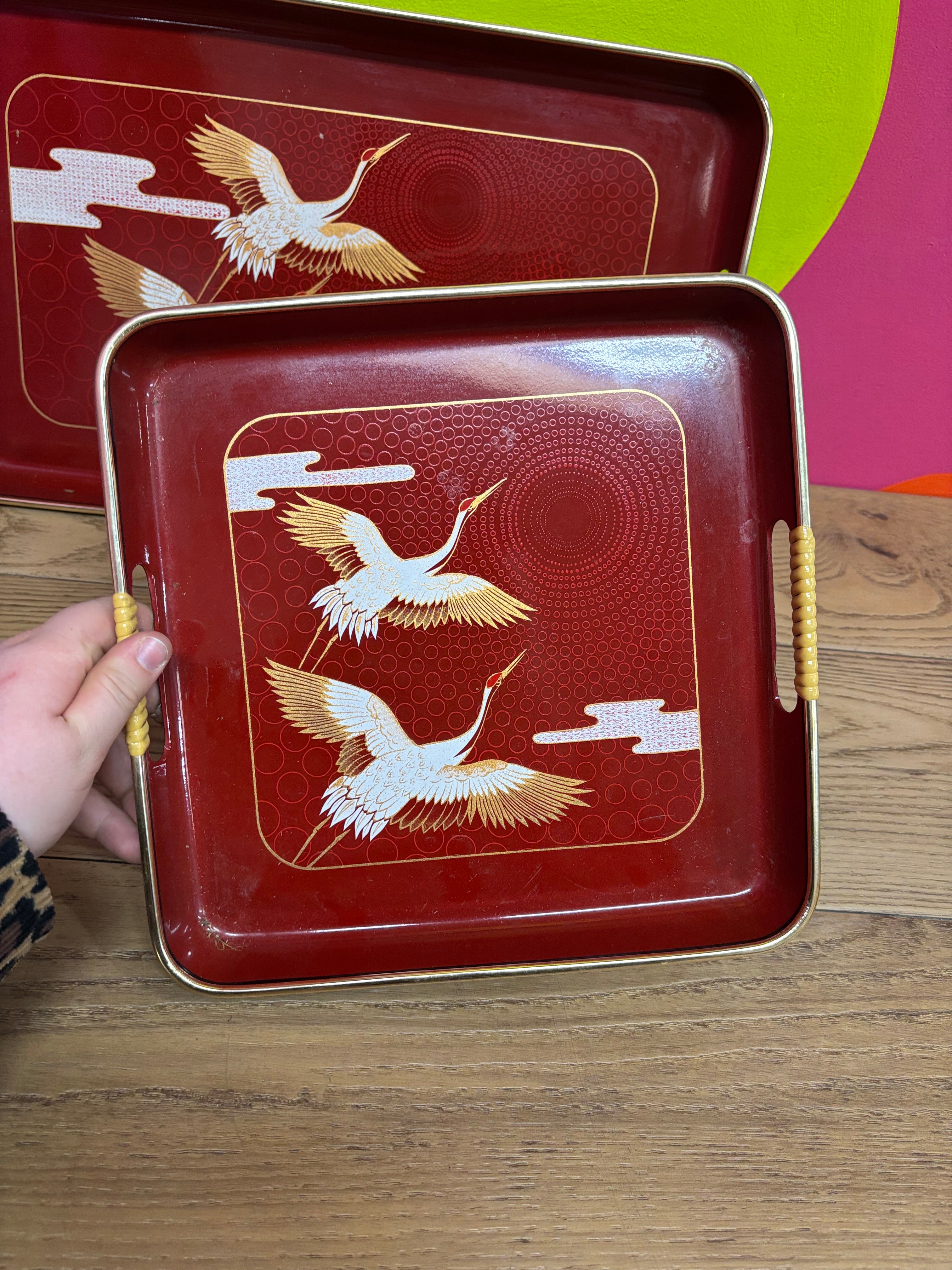 3 Piece Pelican Lacquer Nesting Tray Set