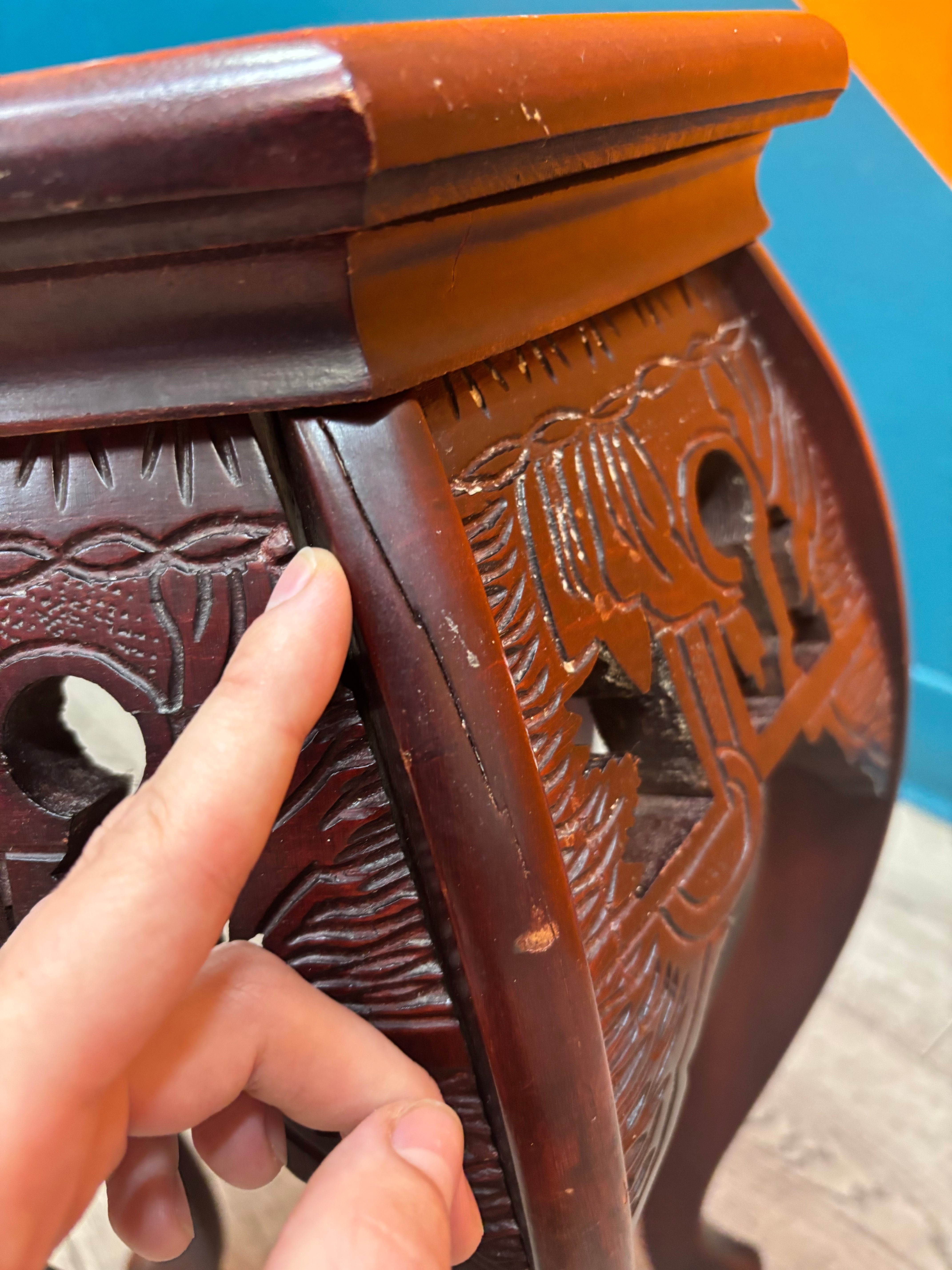 Carved Wood Pedestal Table