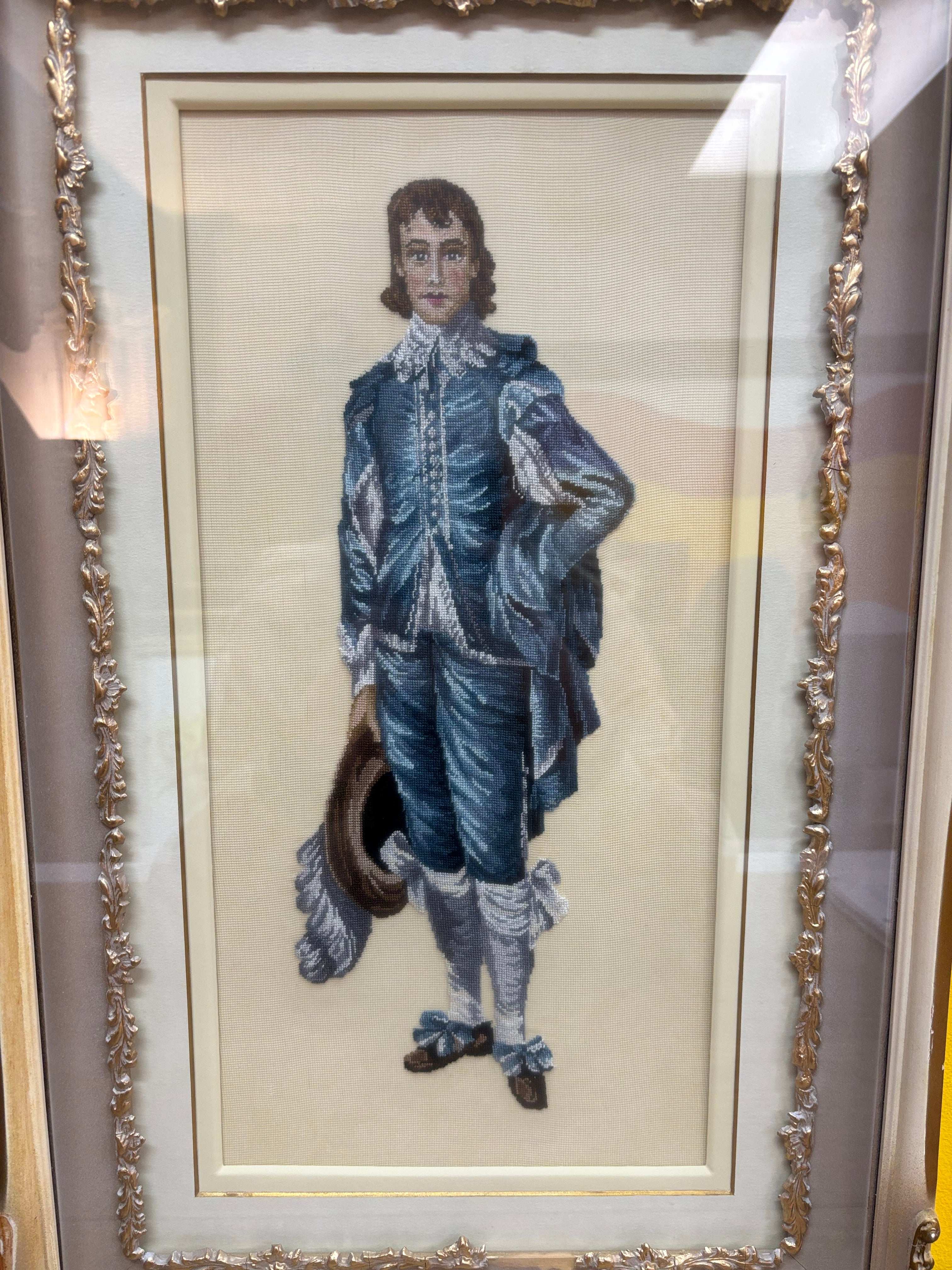 Framed Blue Boy Cross Stitch