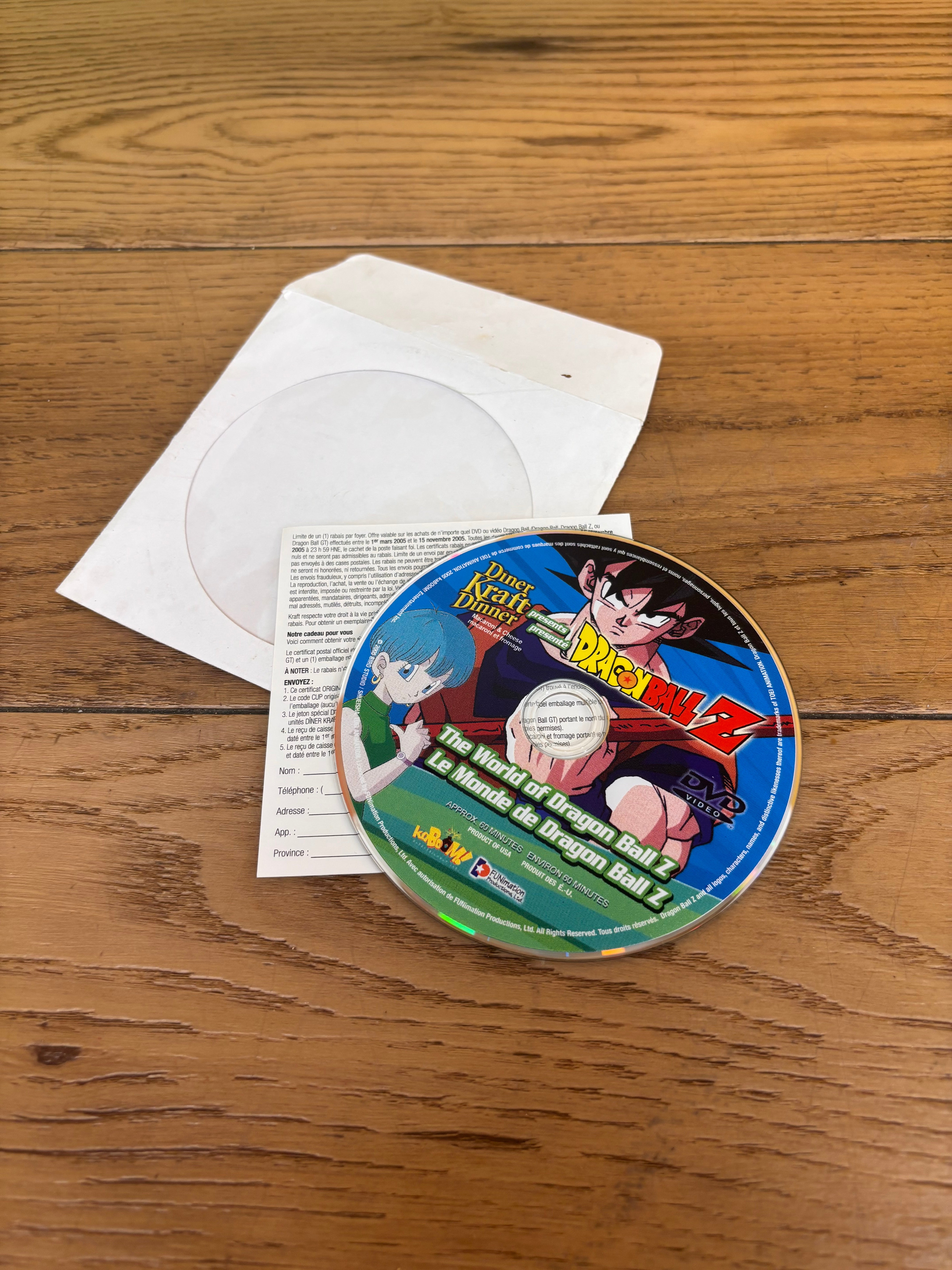 Dragon Ball Z Promotional Kraft Dinner DVD