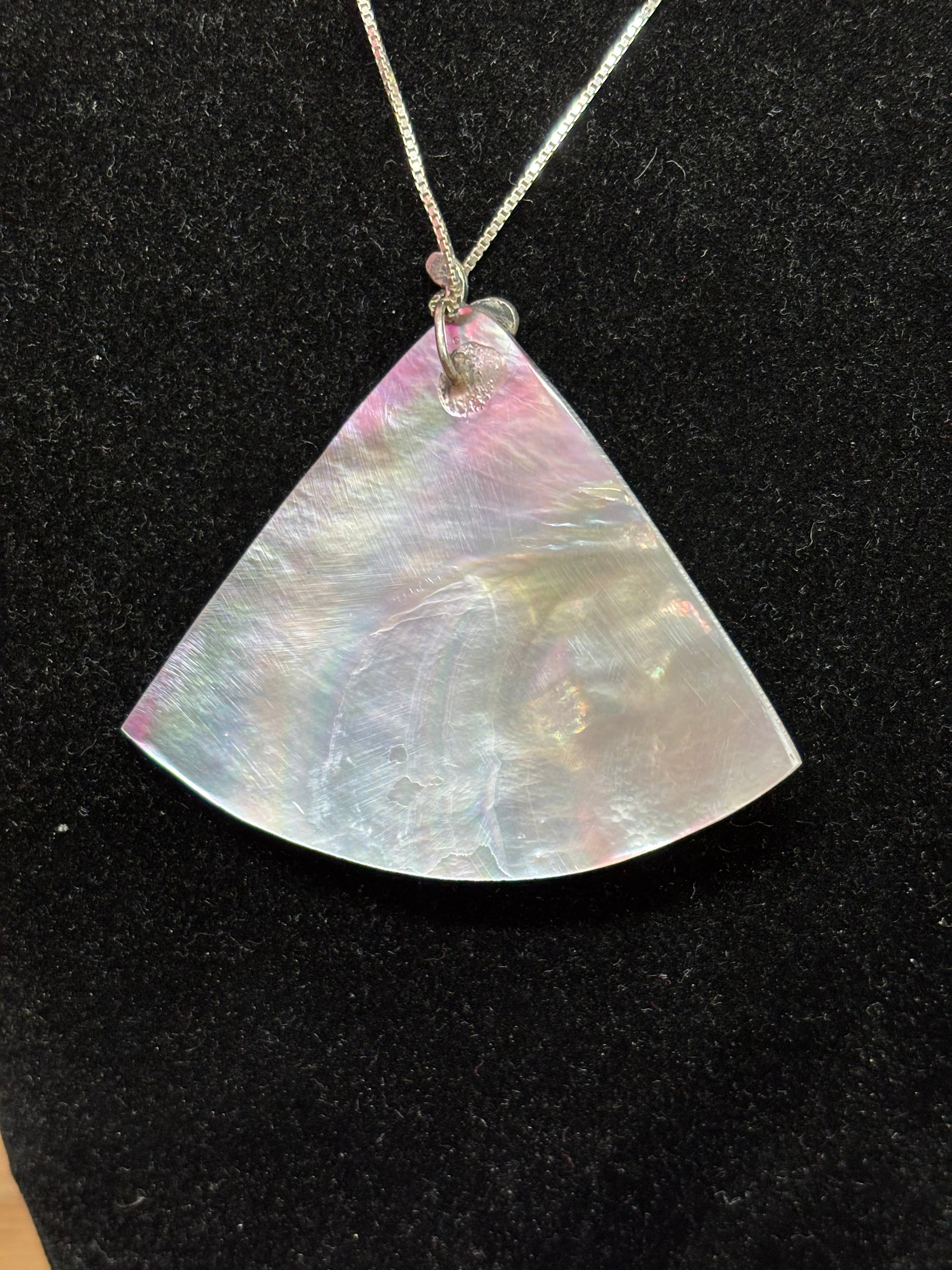 Silver Shell Pendant Necklace with Small Fish