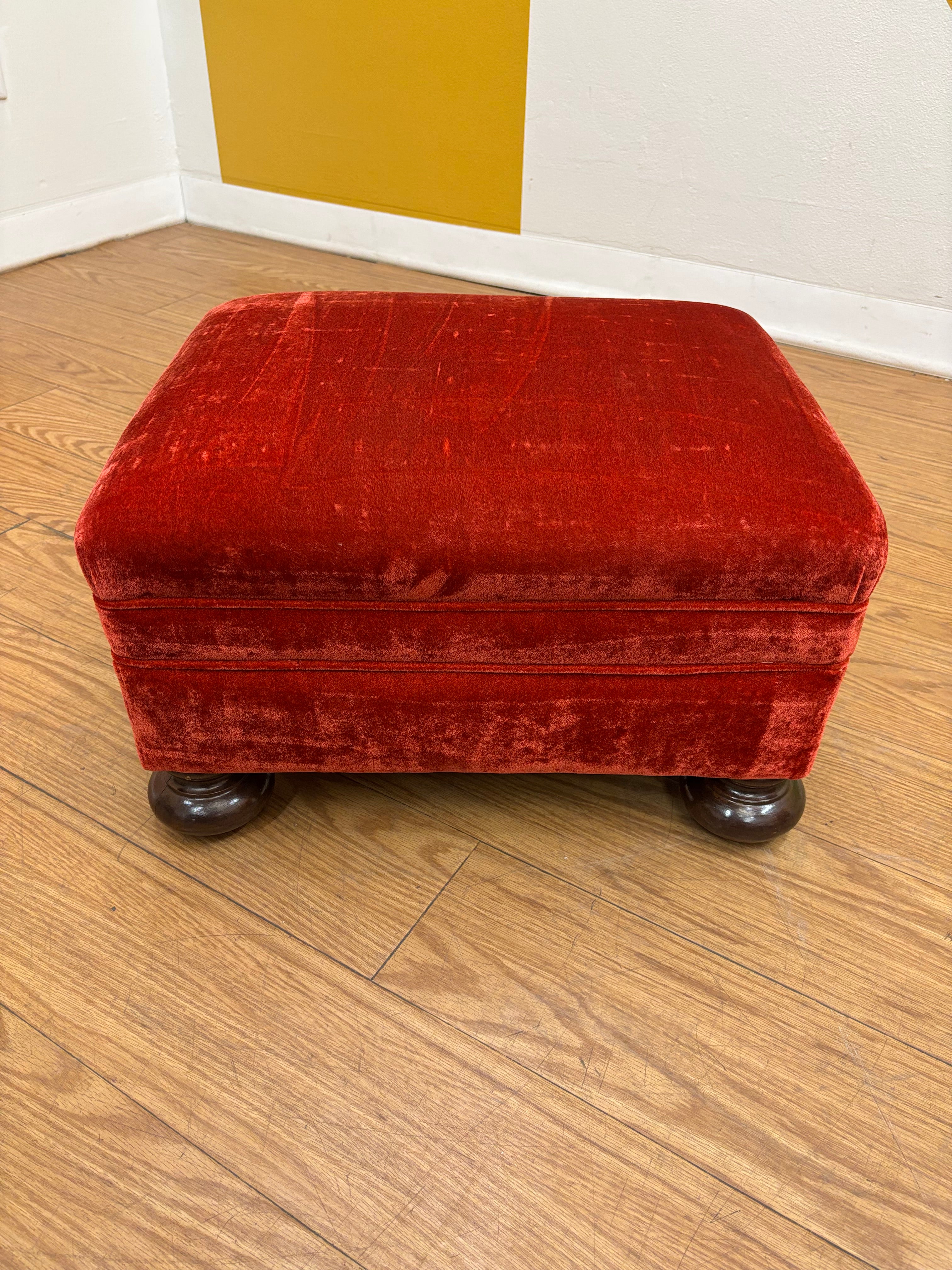 Red Velvet Ottoman