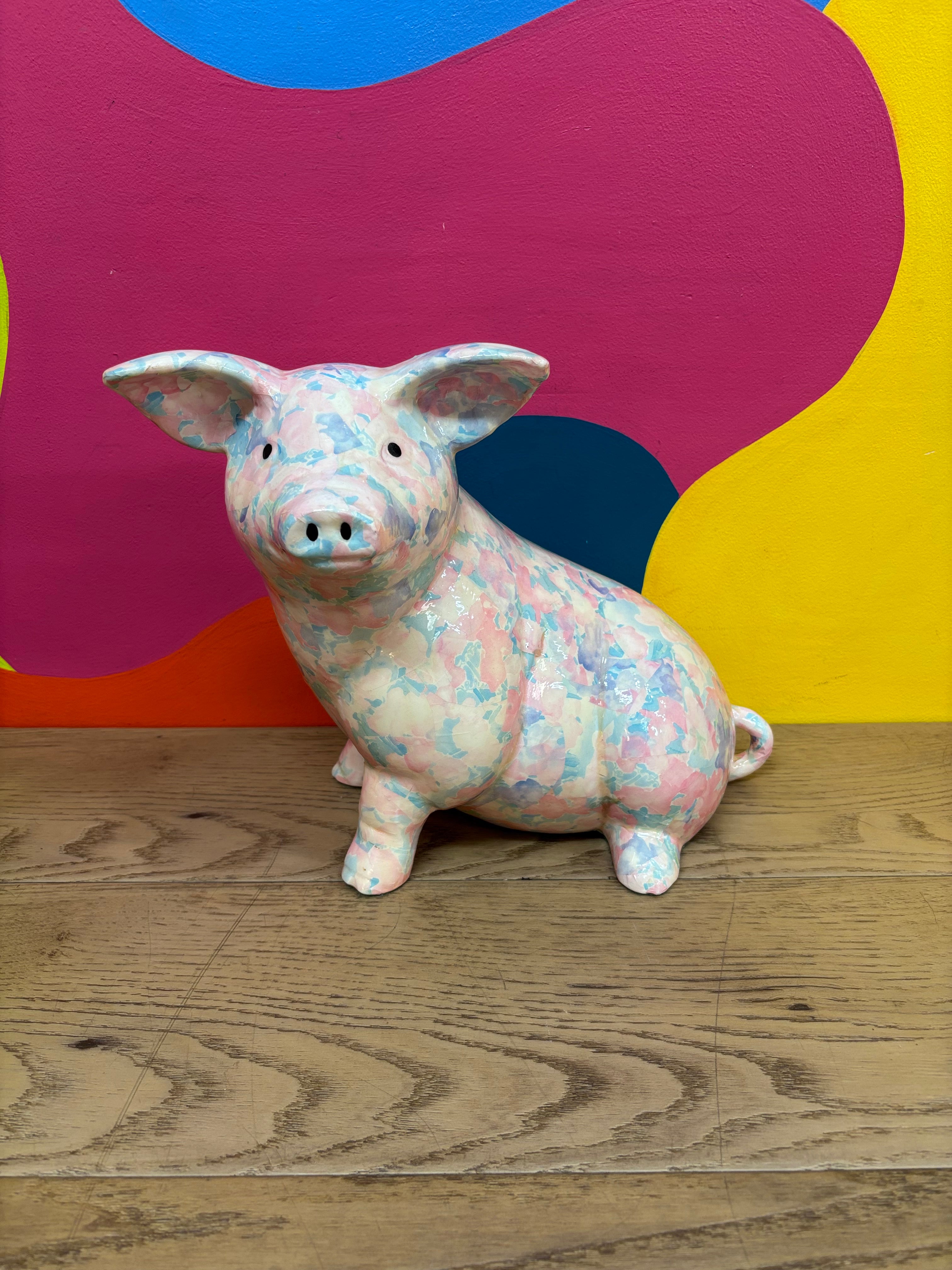 Large Ceramic Pig Figurine
