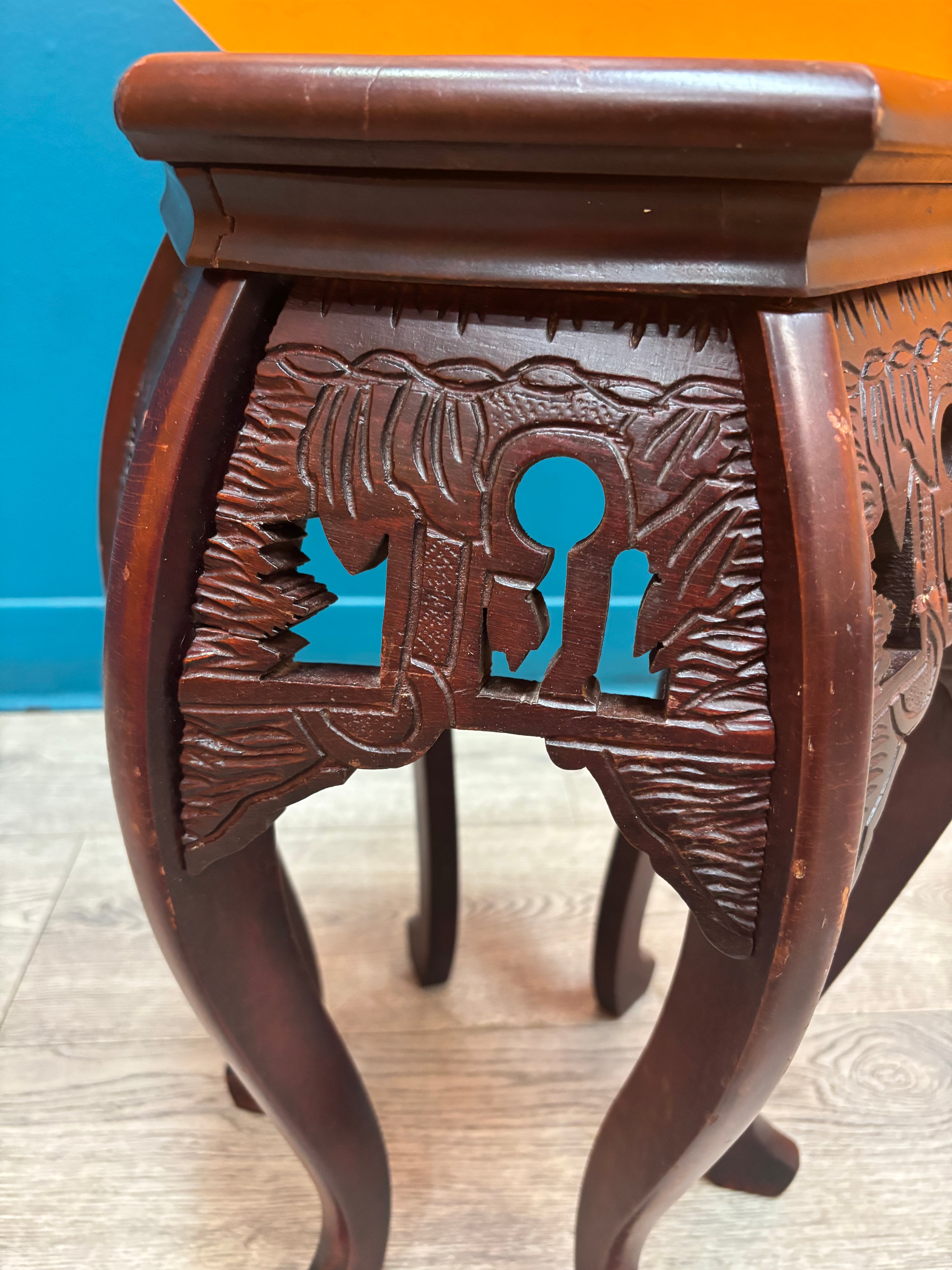 Carved Wood Pedestal Table