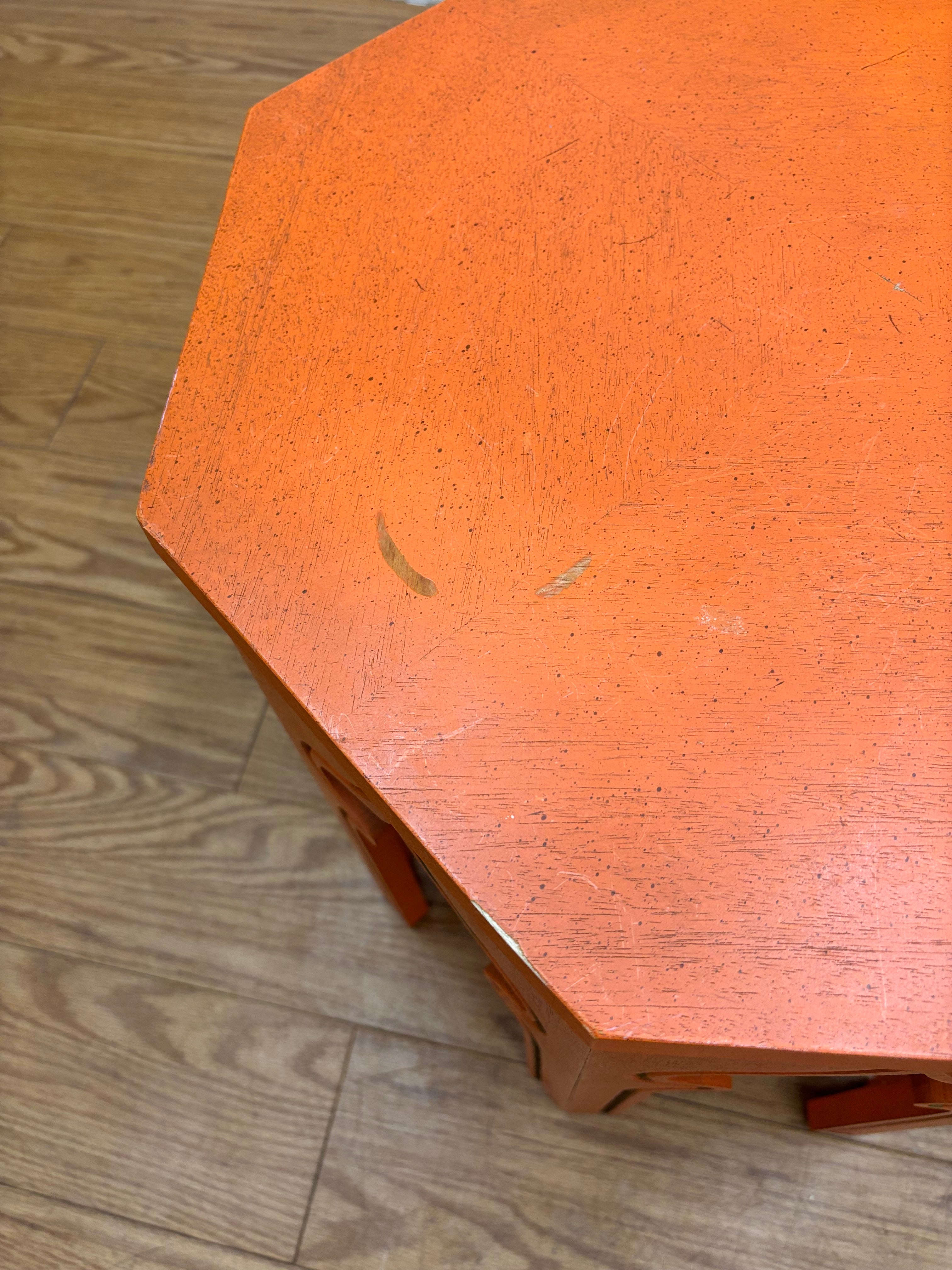 Orange Wood Side Table
