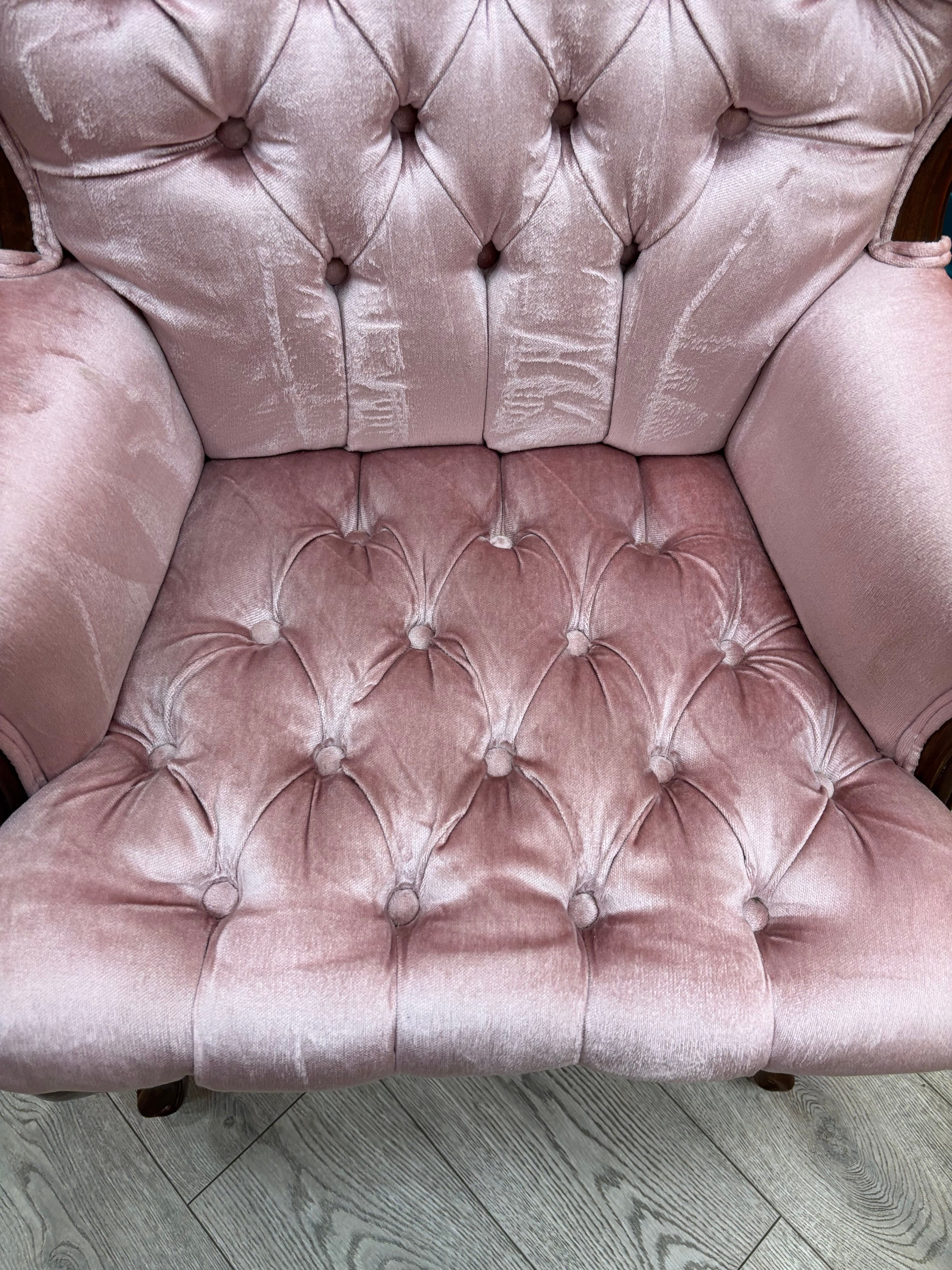 Light Pink Velvet Armchair (2 available)