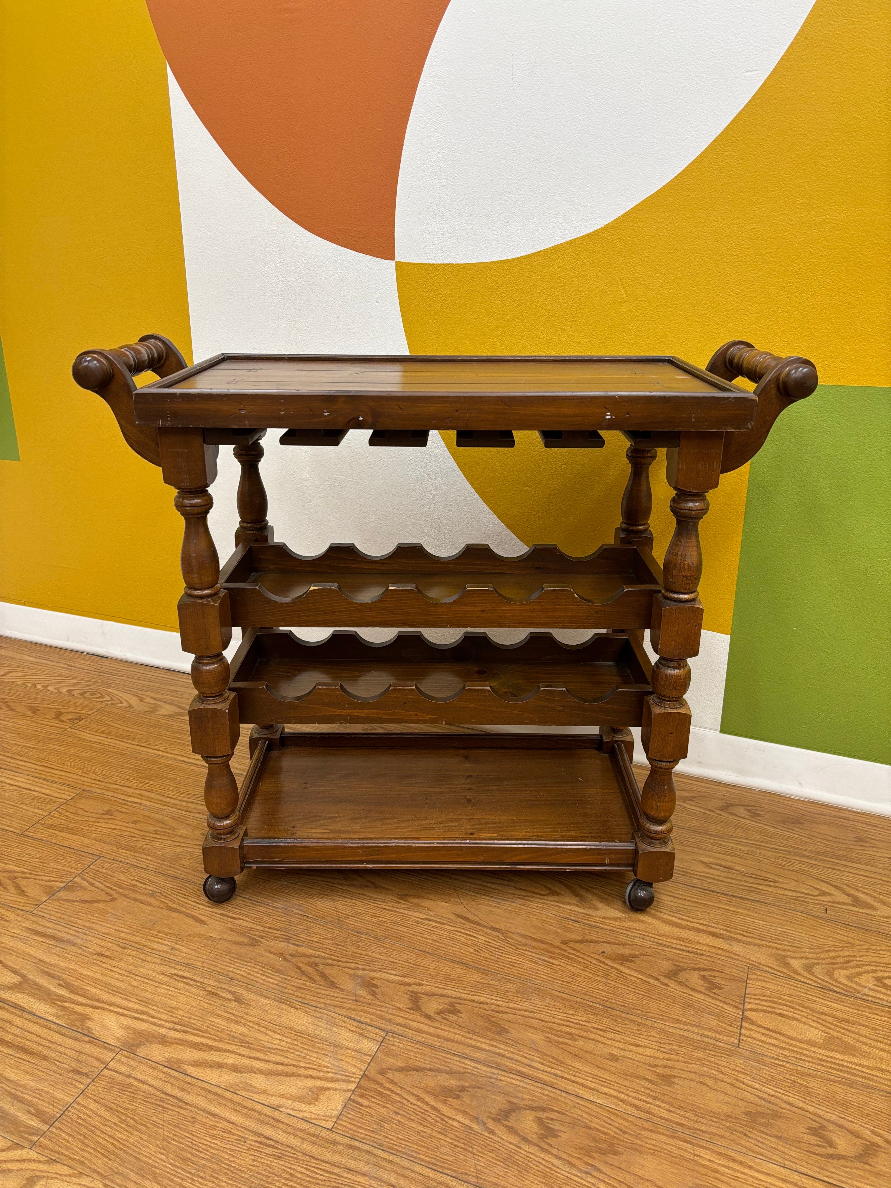 Rolling Wood Bar Cart