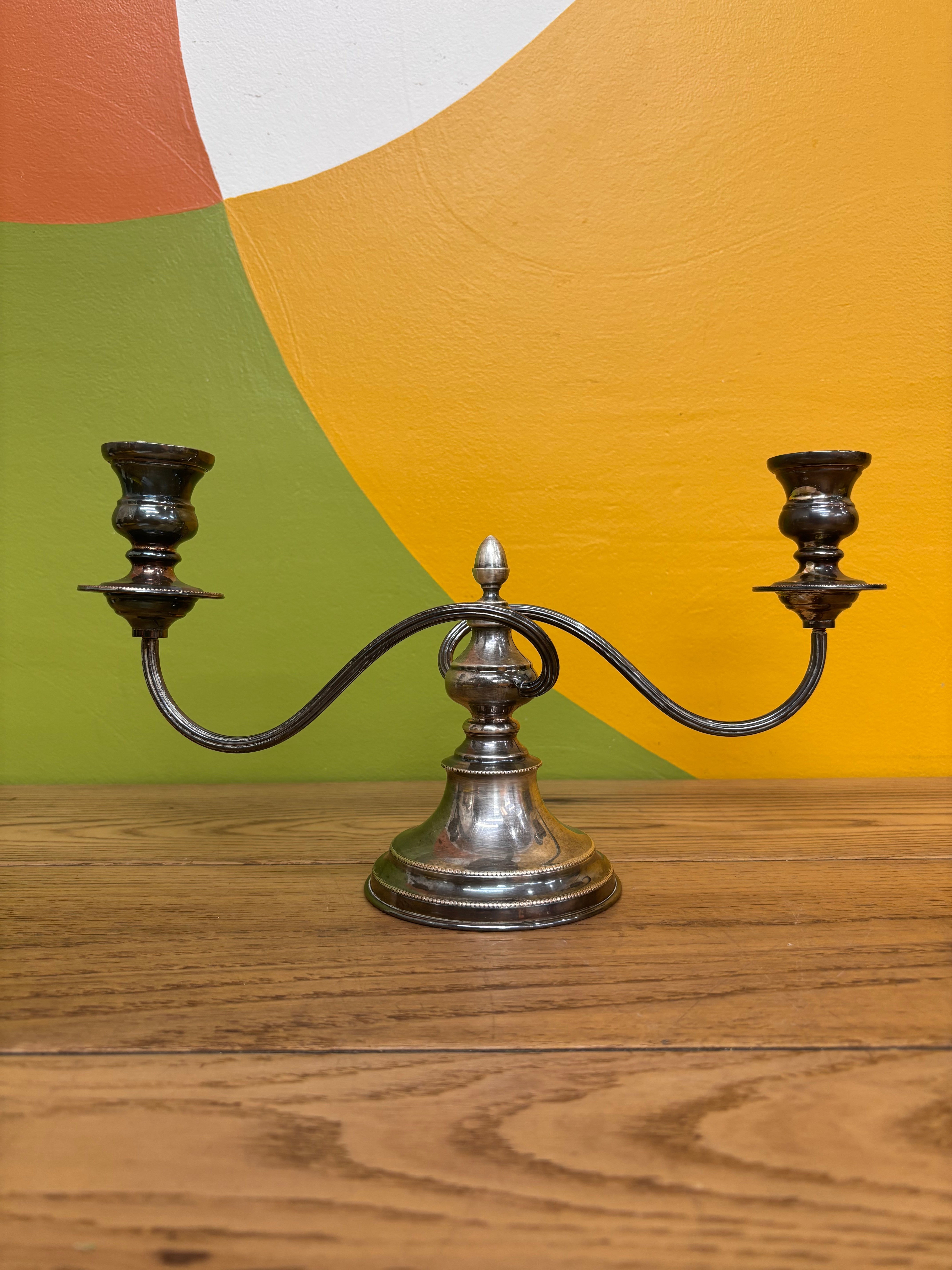 Silver Two-Arm Candelabra