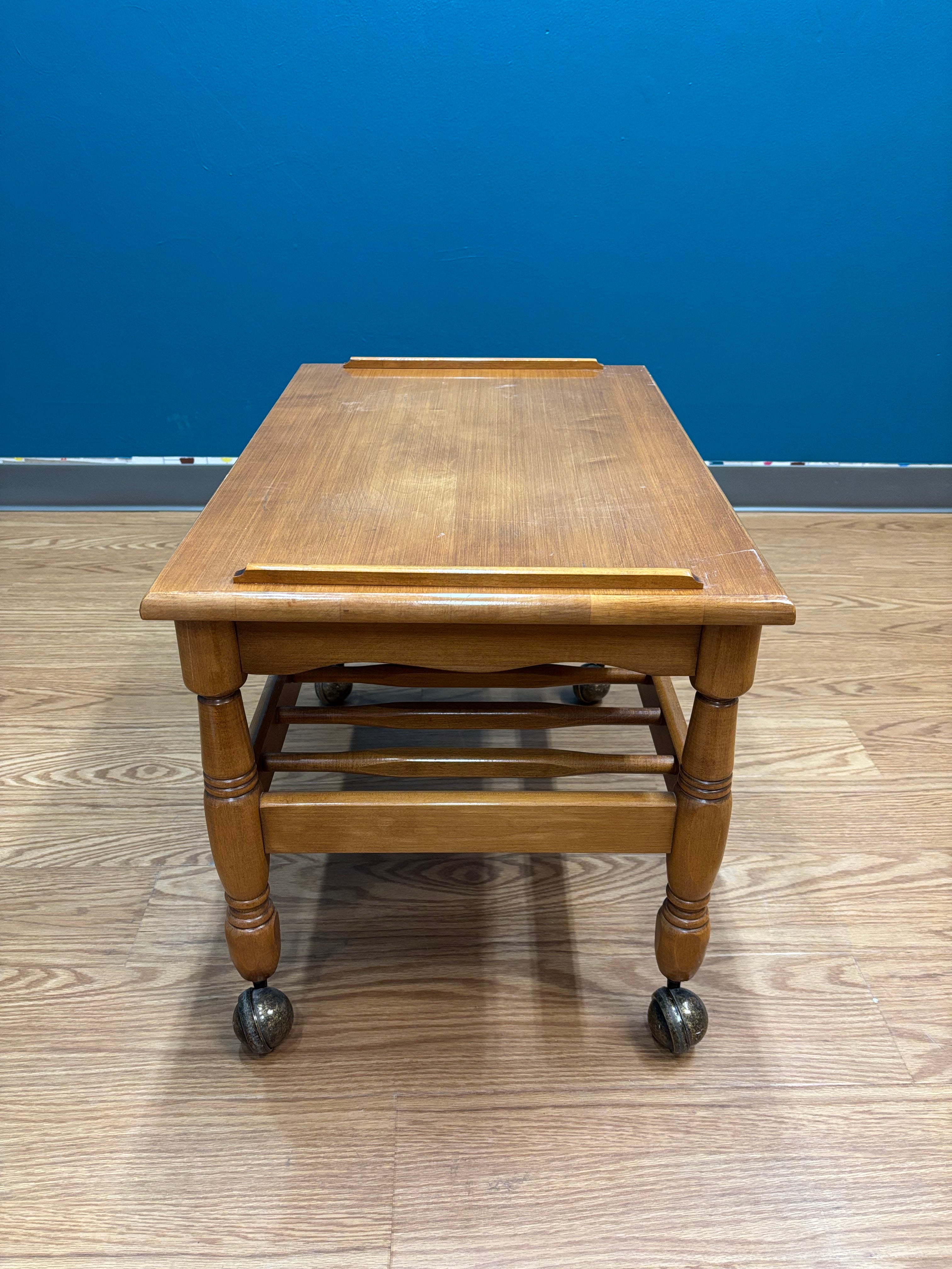 Wood Rolling End Table