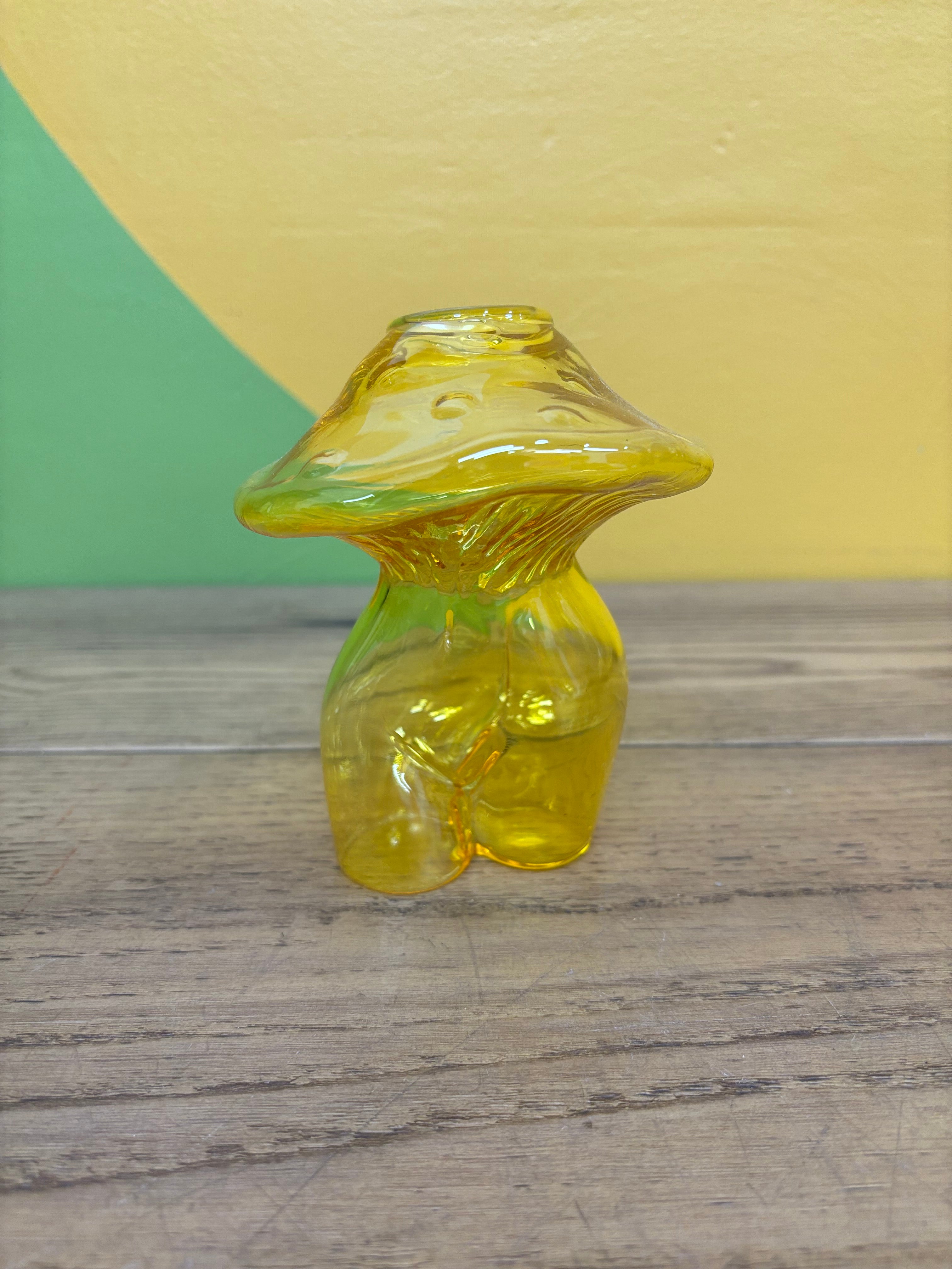 Yellow Glass Mushroom Vase