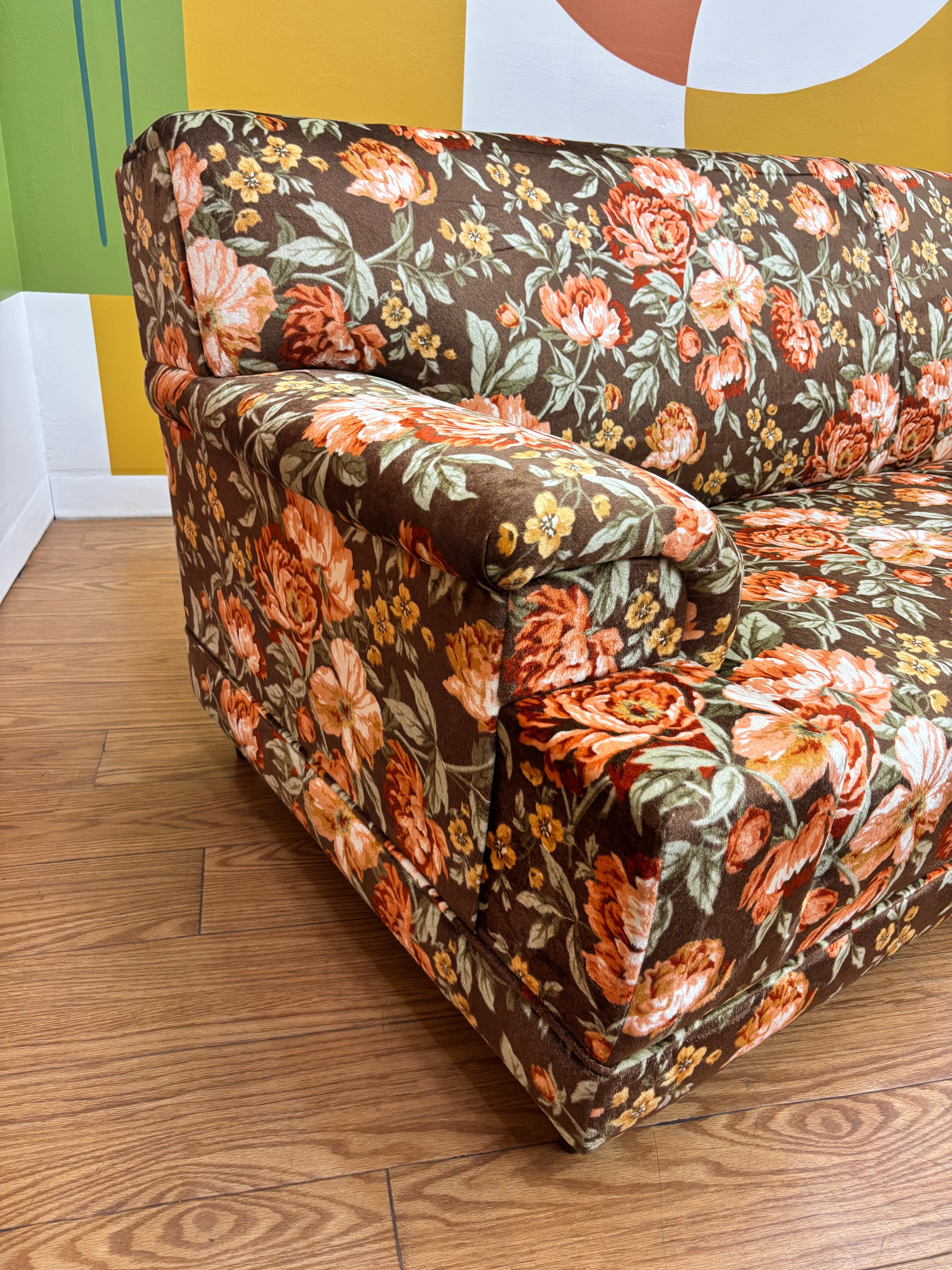 Brown Floral Sofa