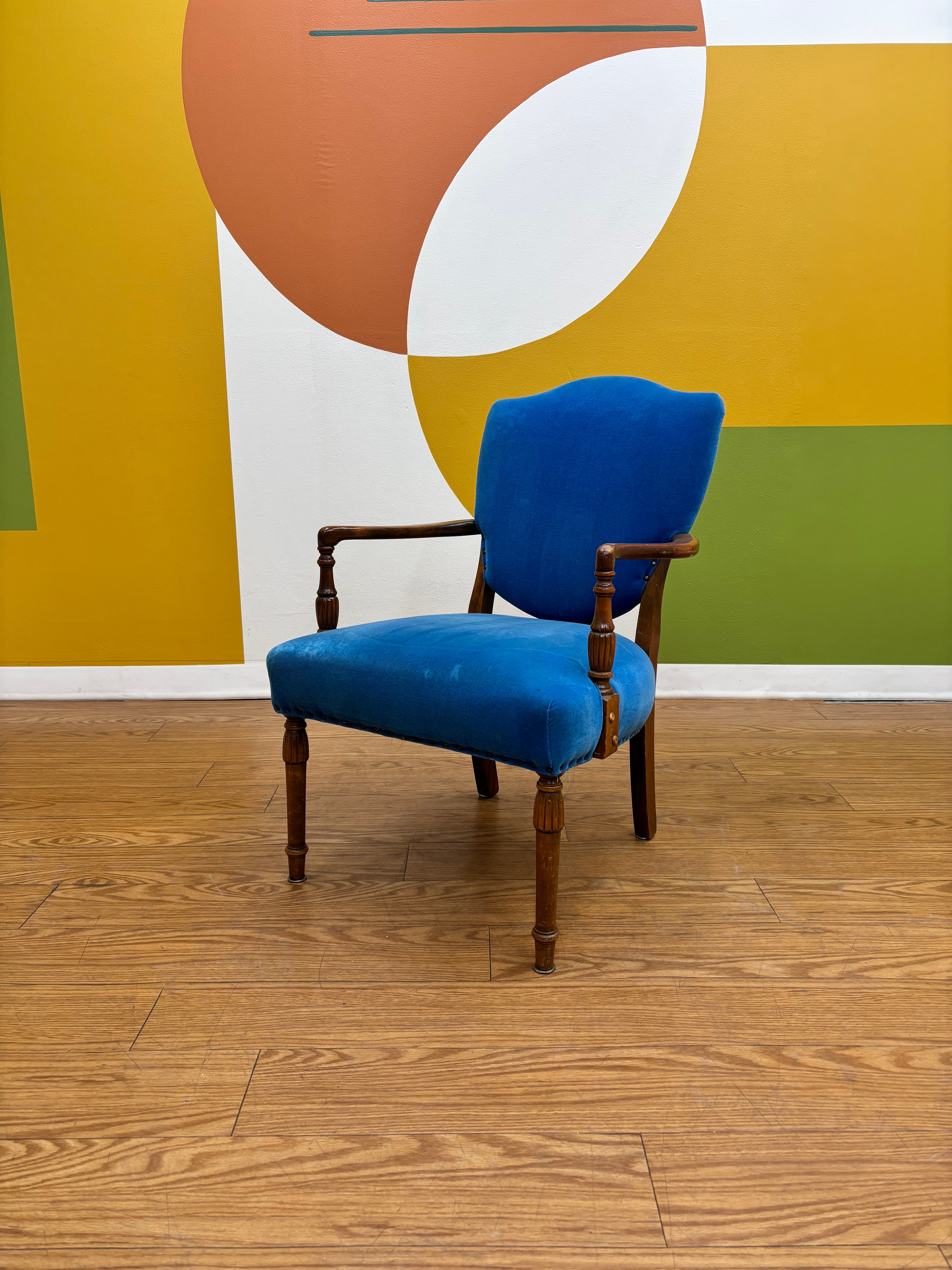 Blue Velvet Armchair