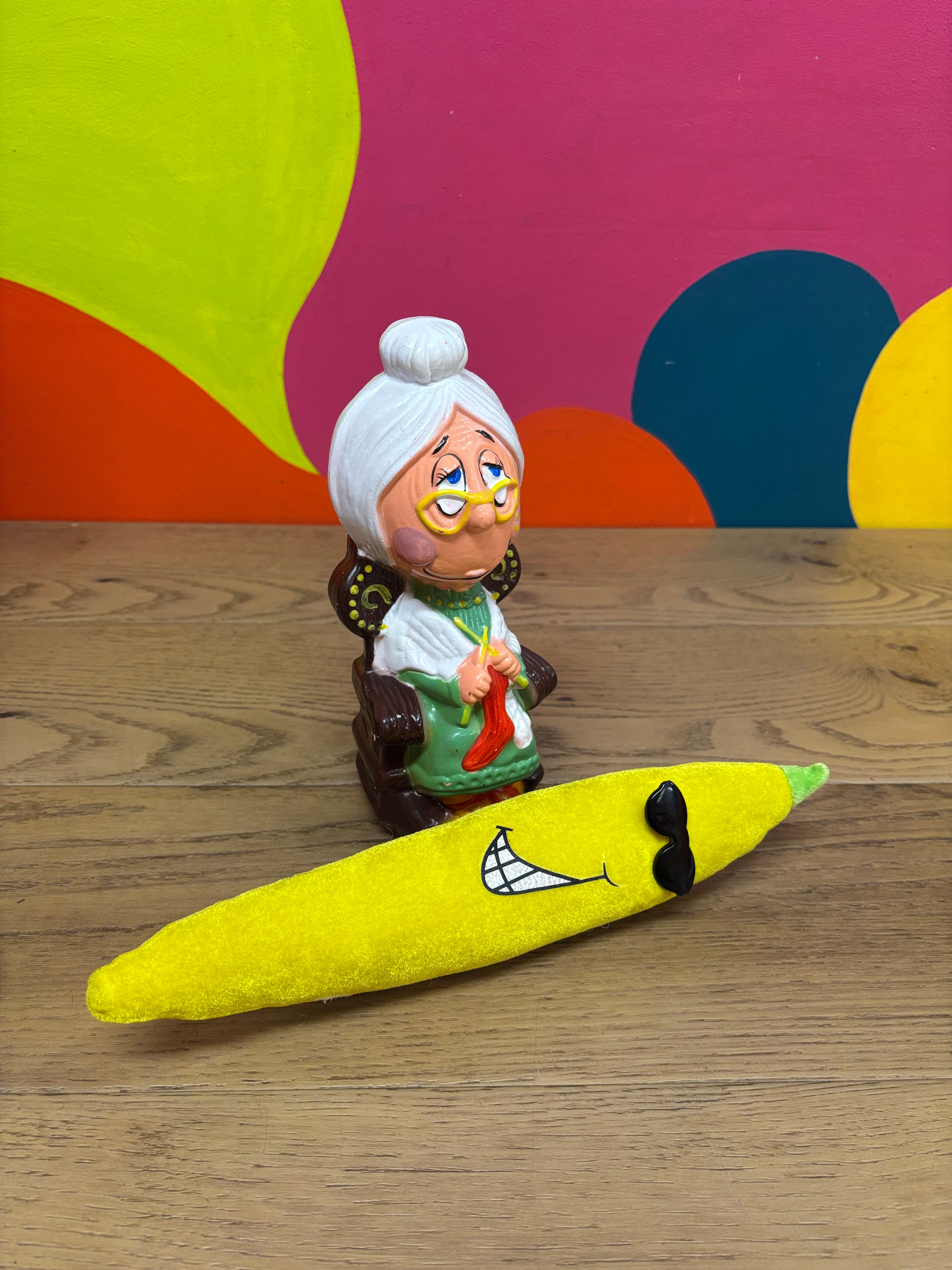 Lady Knitting Coin Bank