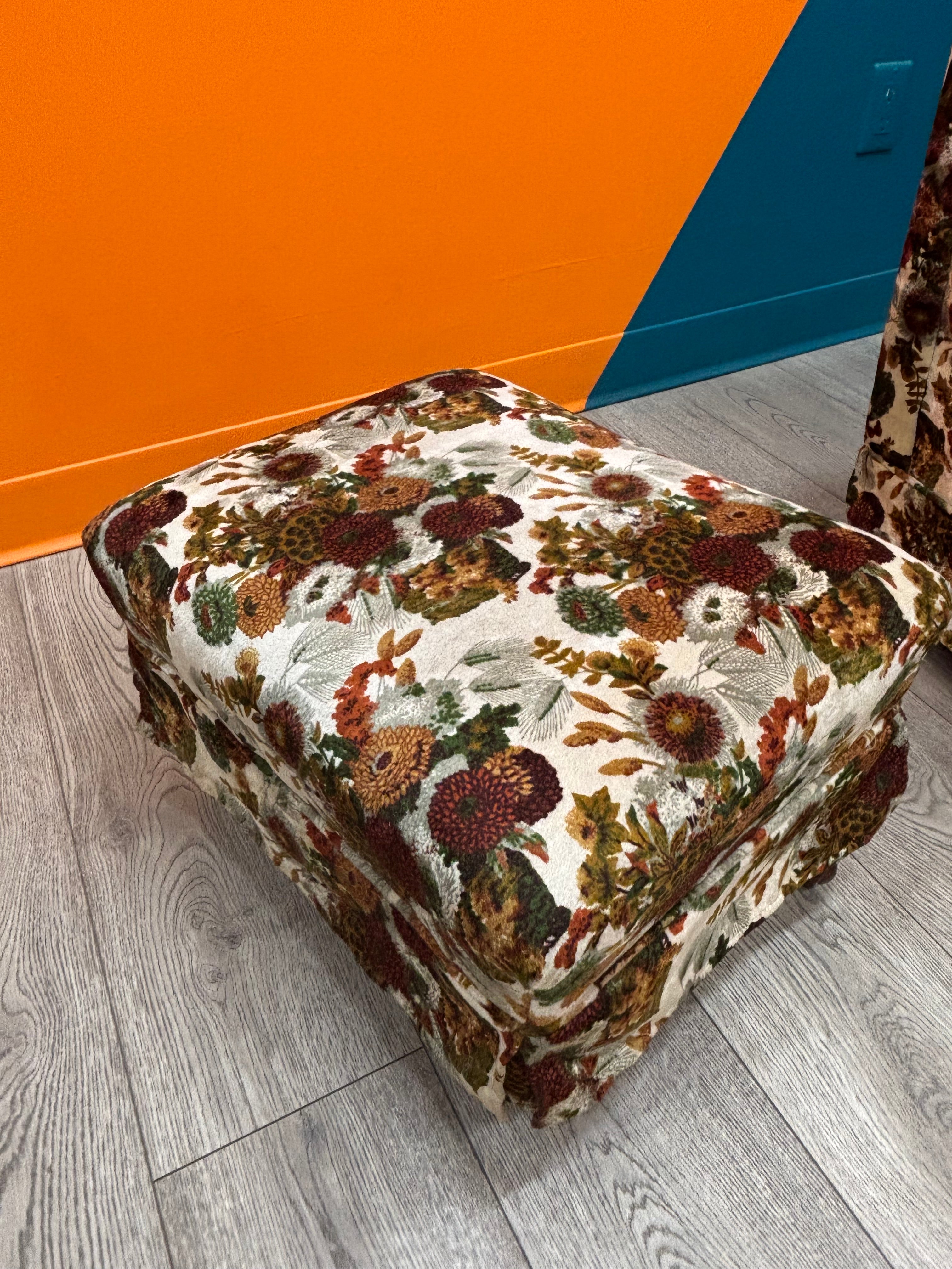 Floral Armchair & Ottoman