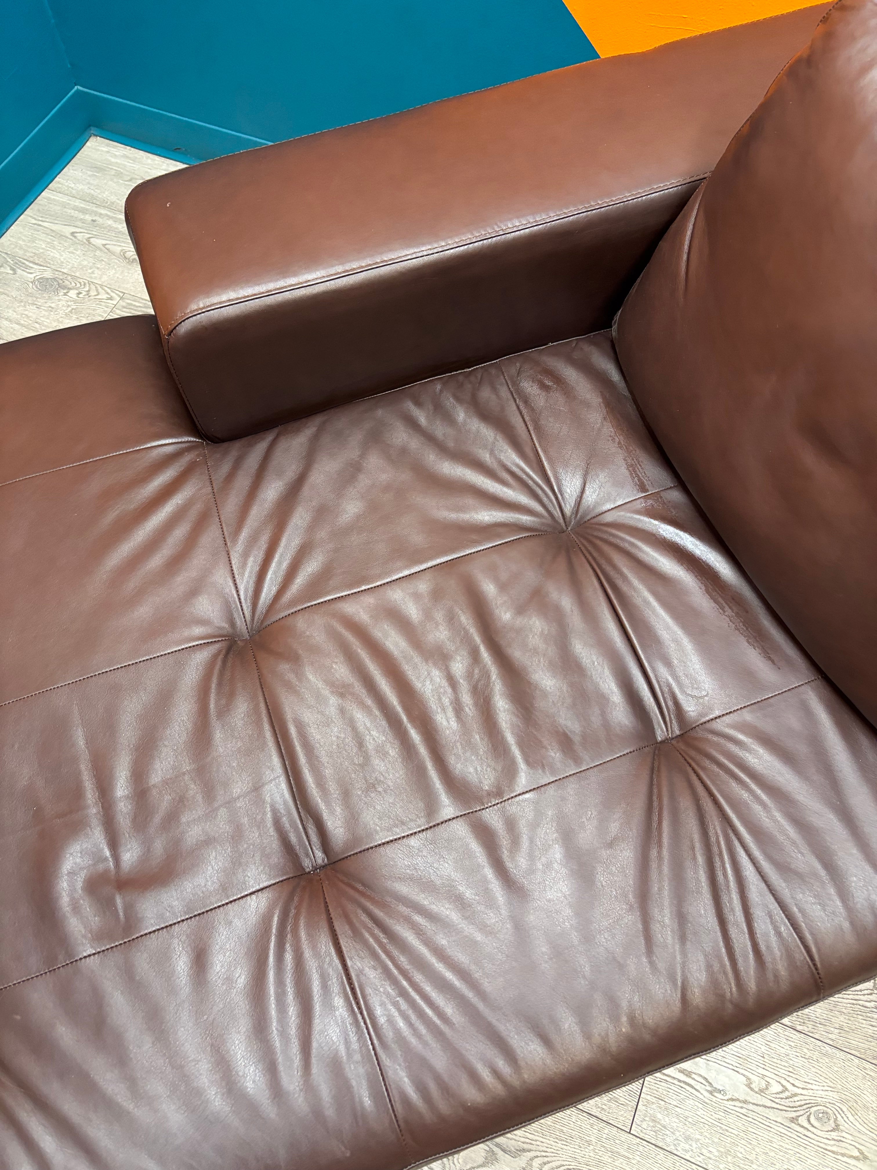 Brown Pleather Chaise Lounge