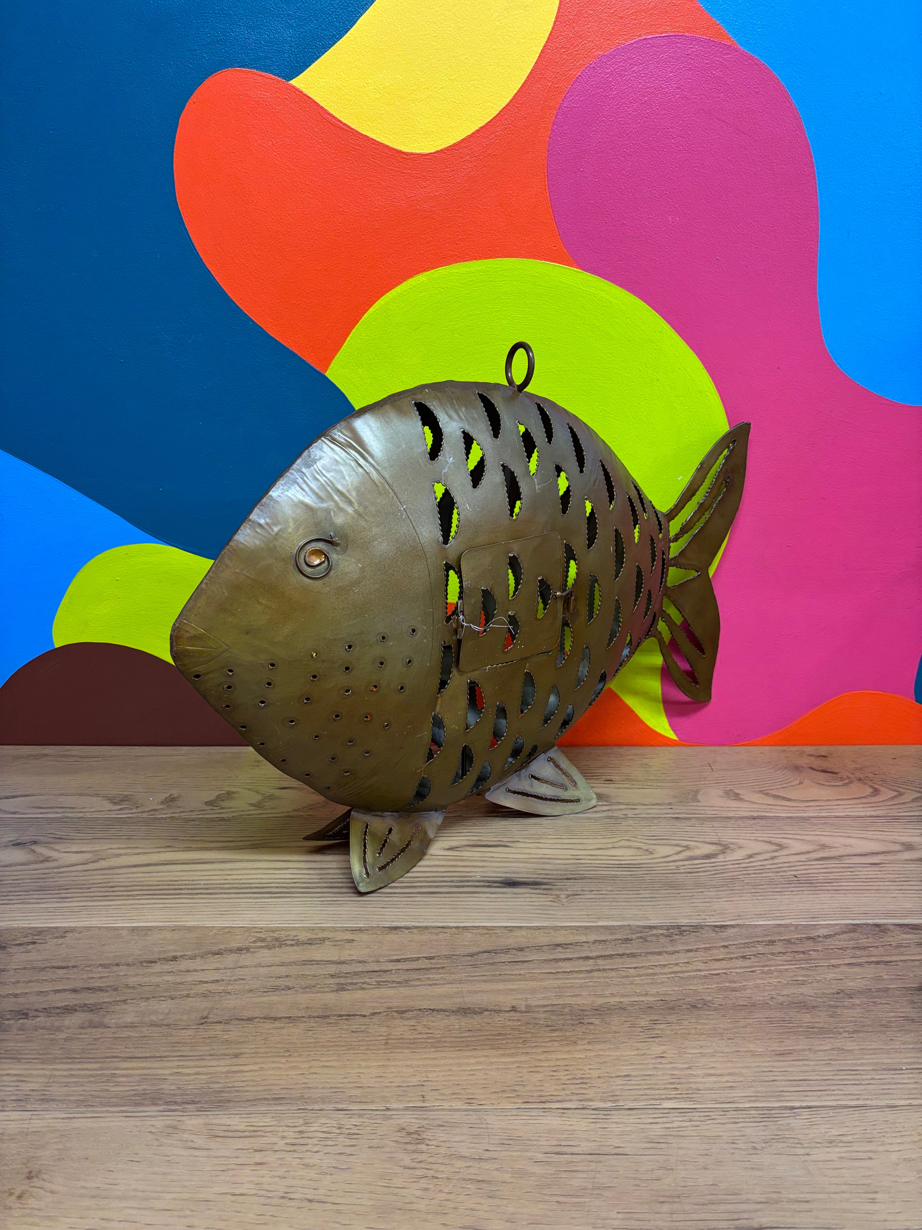 Large Metal Fish Candle Holder