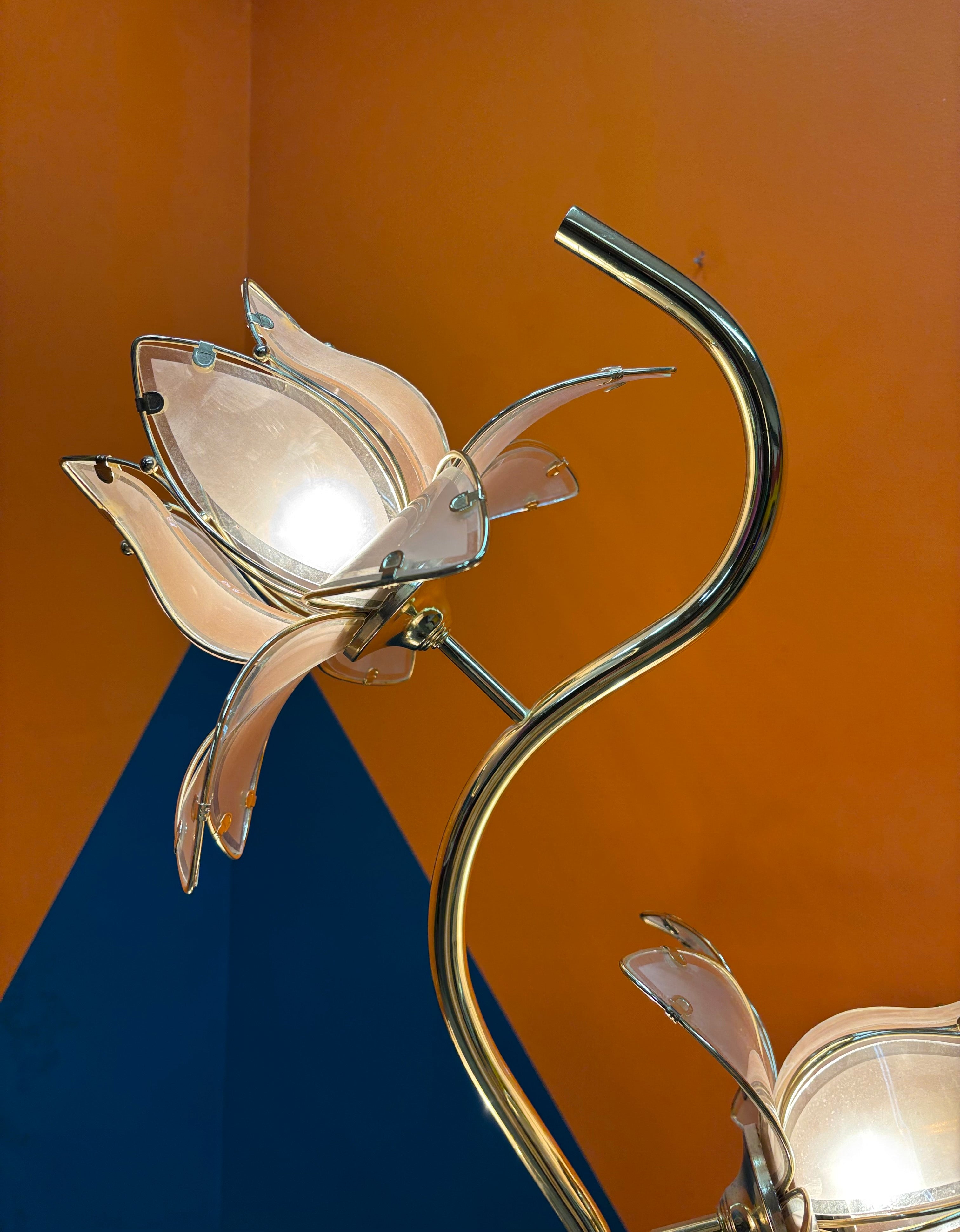 Pink & Gold Floor Lotus Lamp
