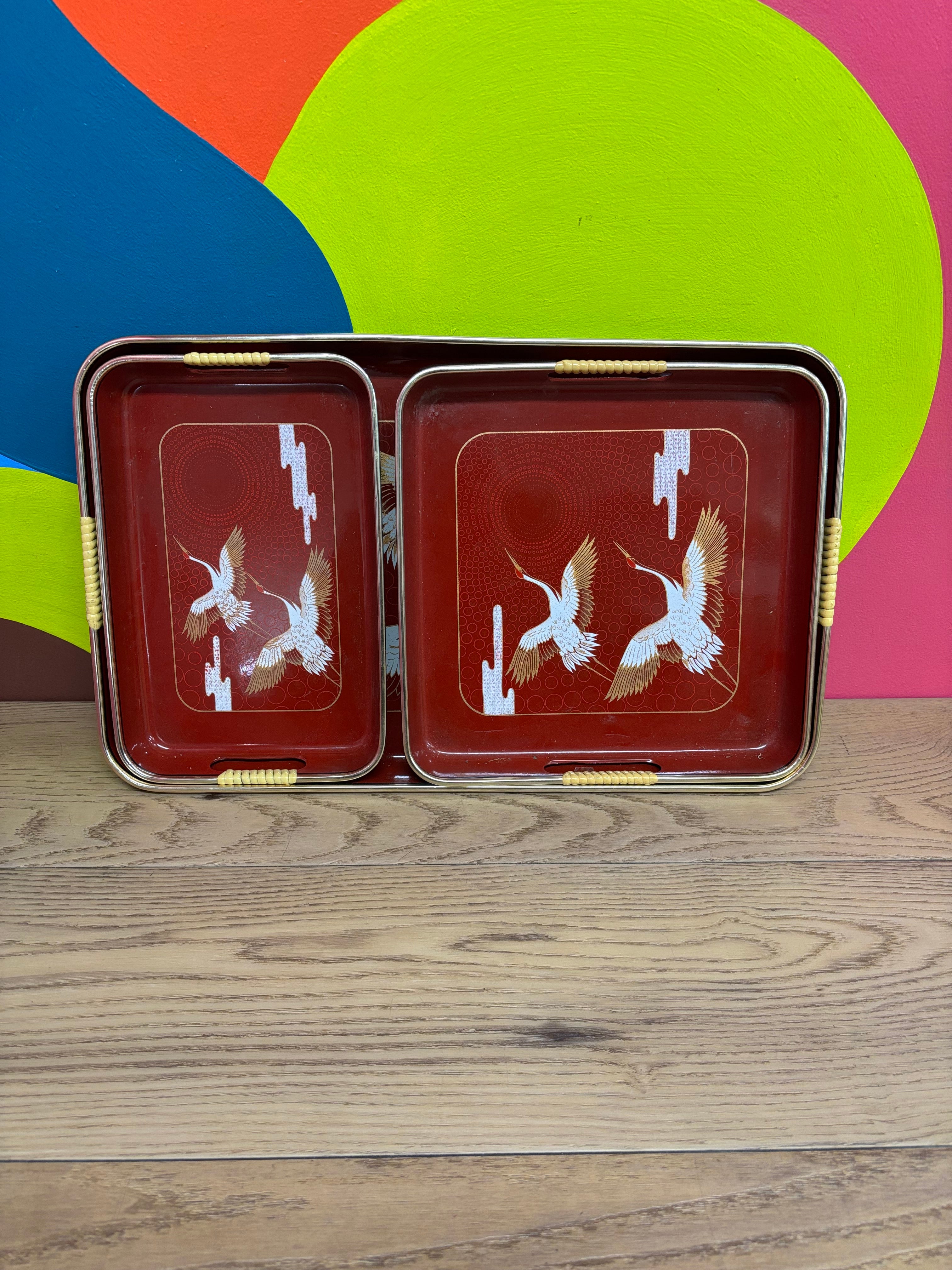 3 Piece Pelican Lacquer Nesting Tray Set