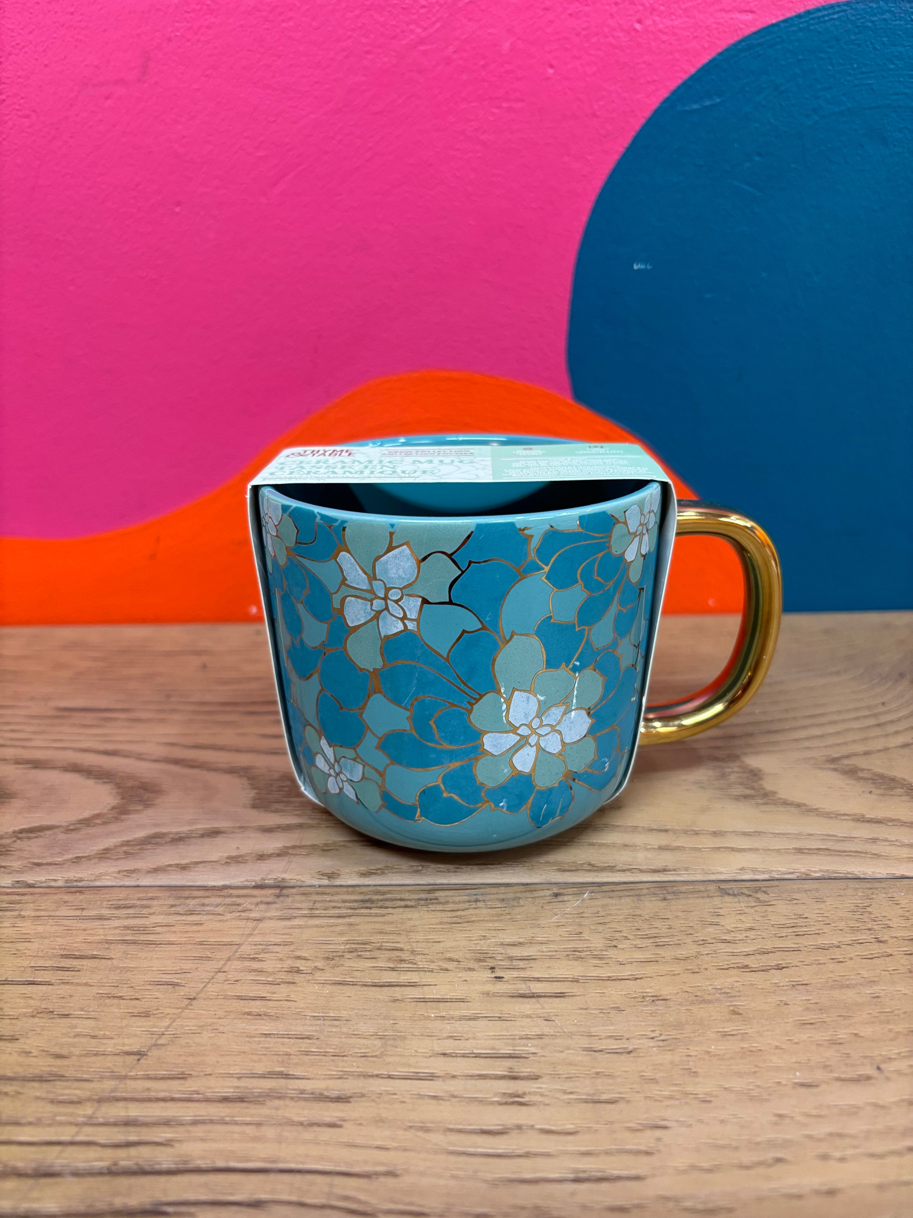 Blue Floral Ceramic Mug