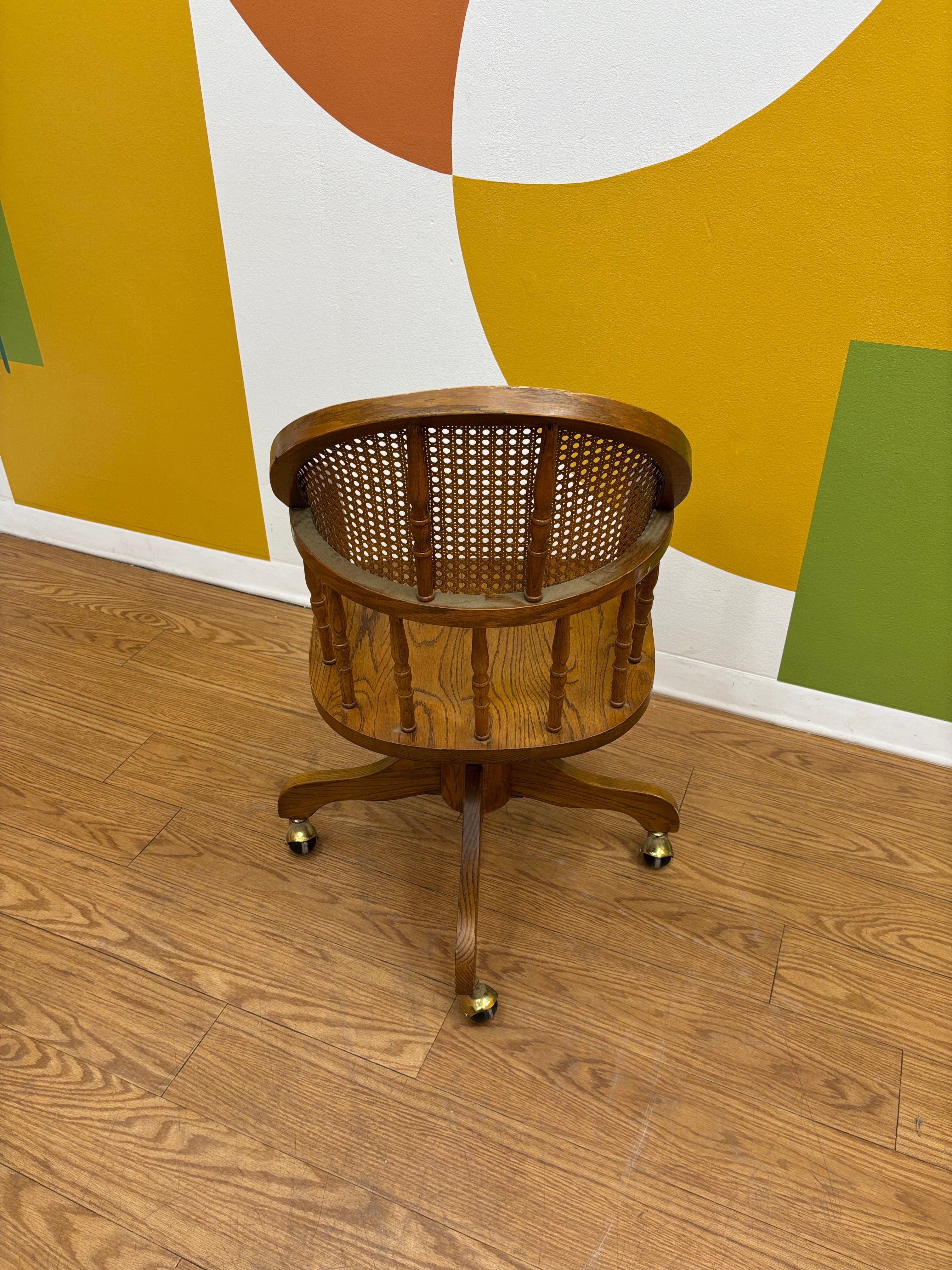 Rolling Desk Chair with Caned Back