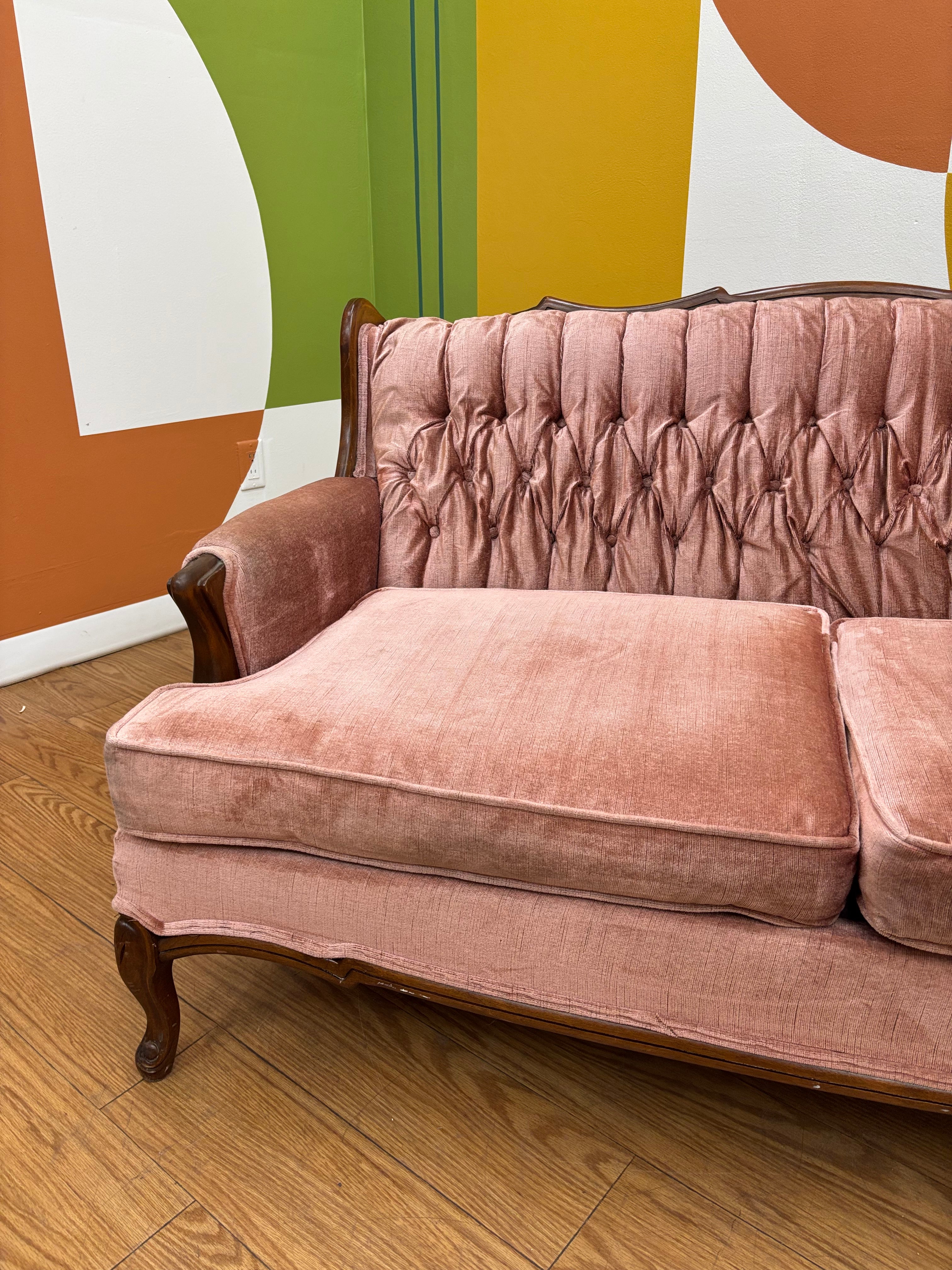 Tufted Pink Loveseat