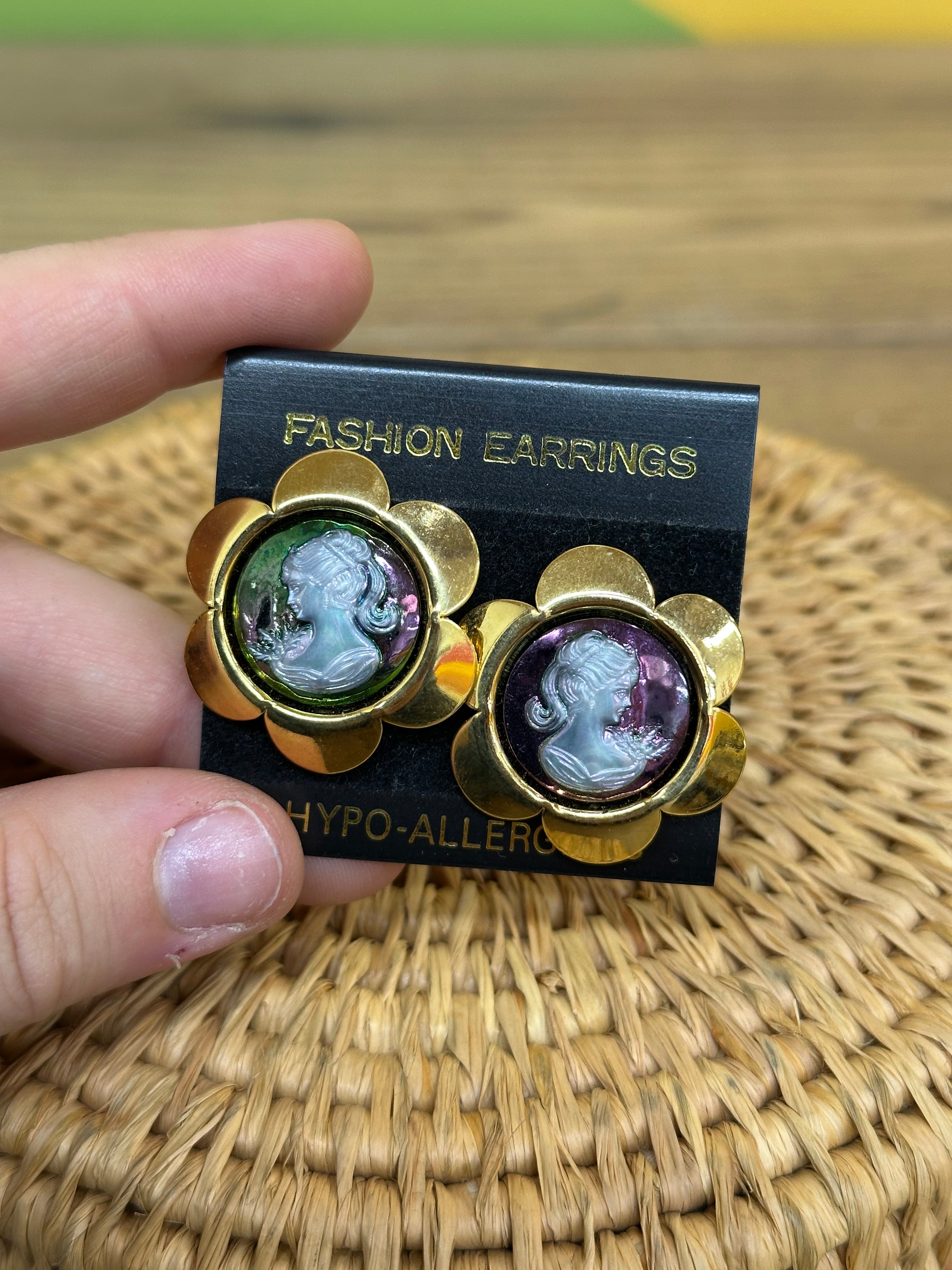 Flower Cameo Earrings