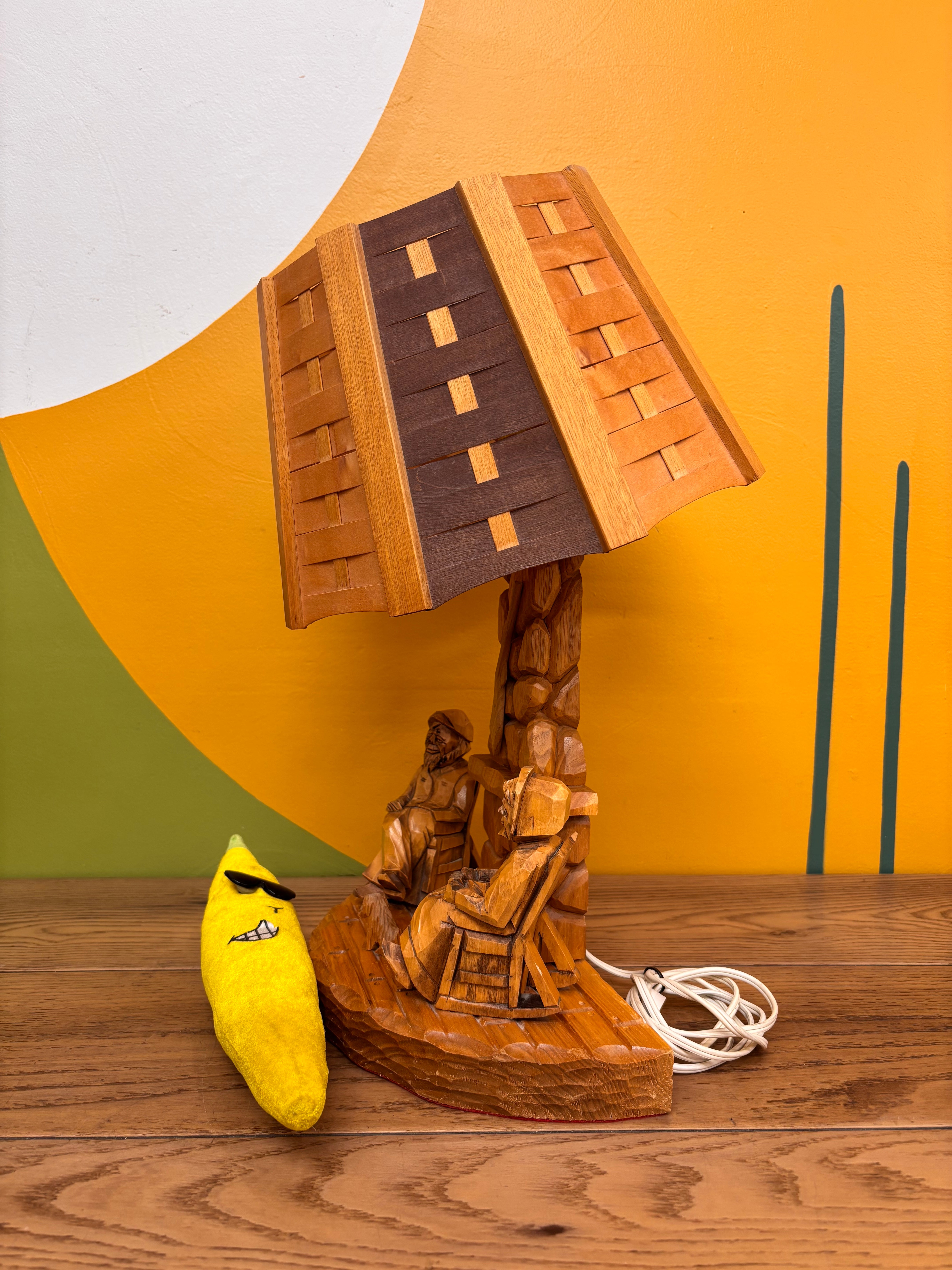 Carved Wood Lamp