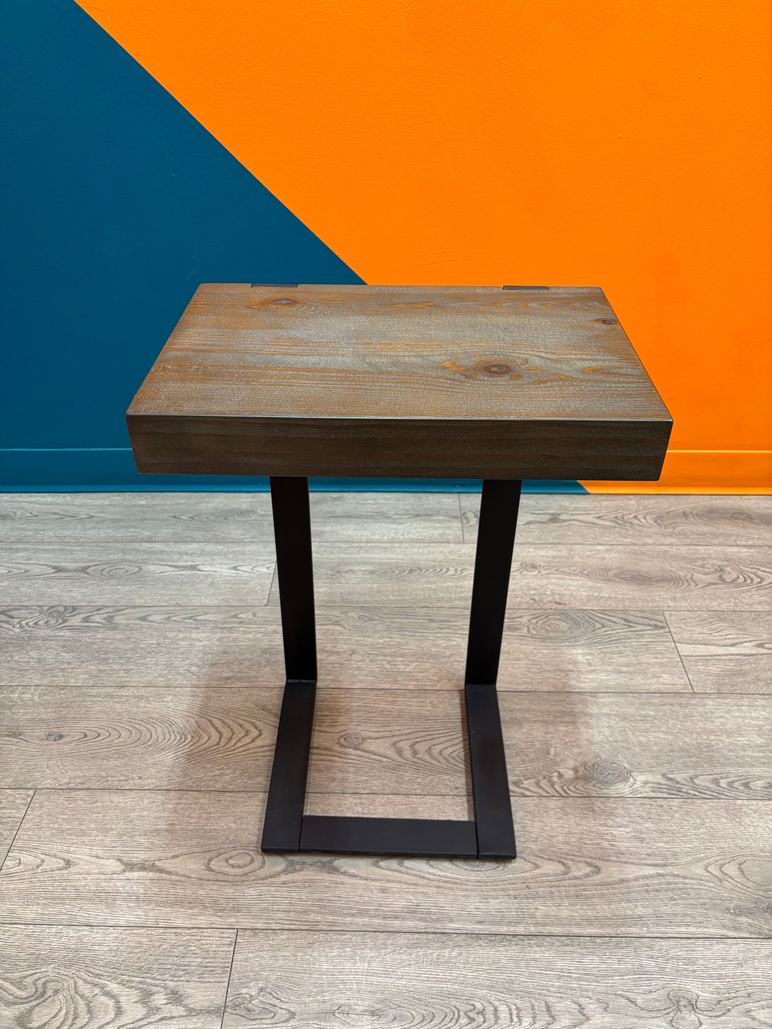 Wood C-Shaped Side Table