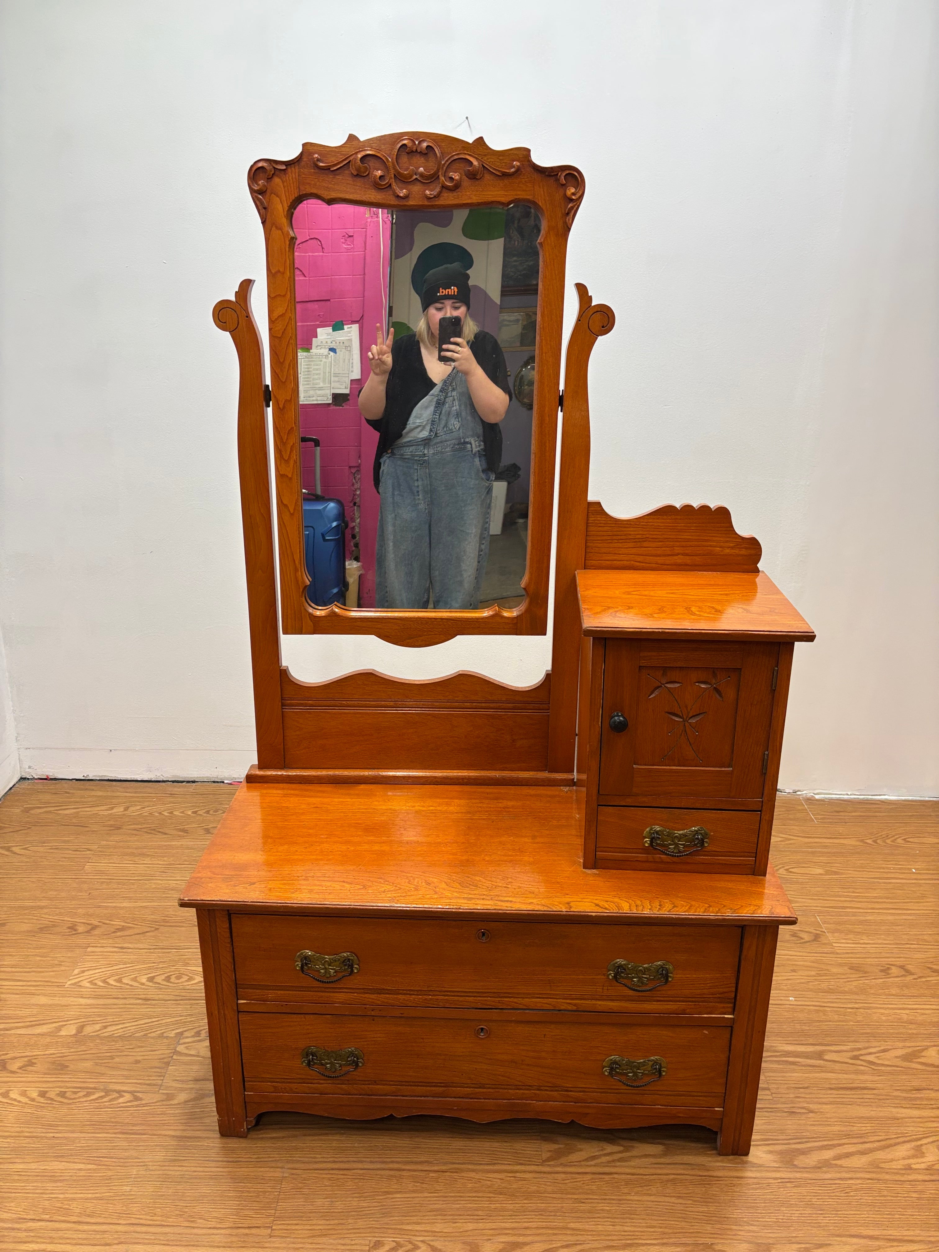 Wood Dresser with Mirror