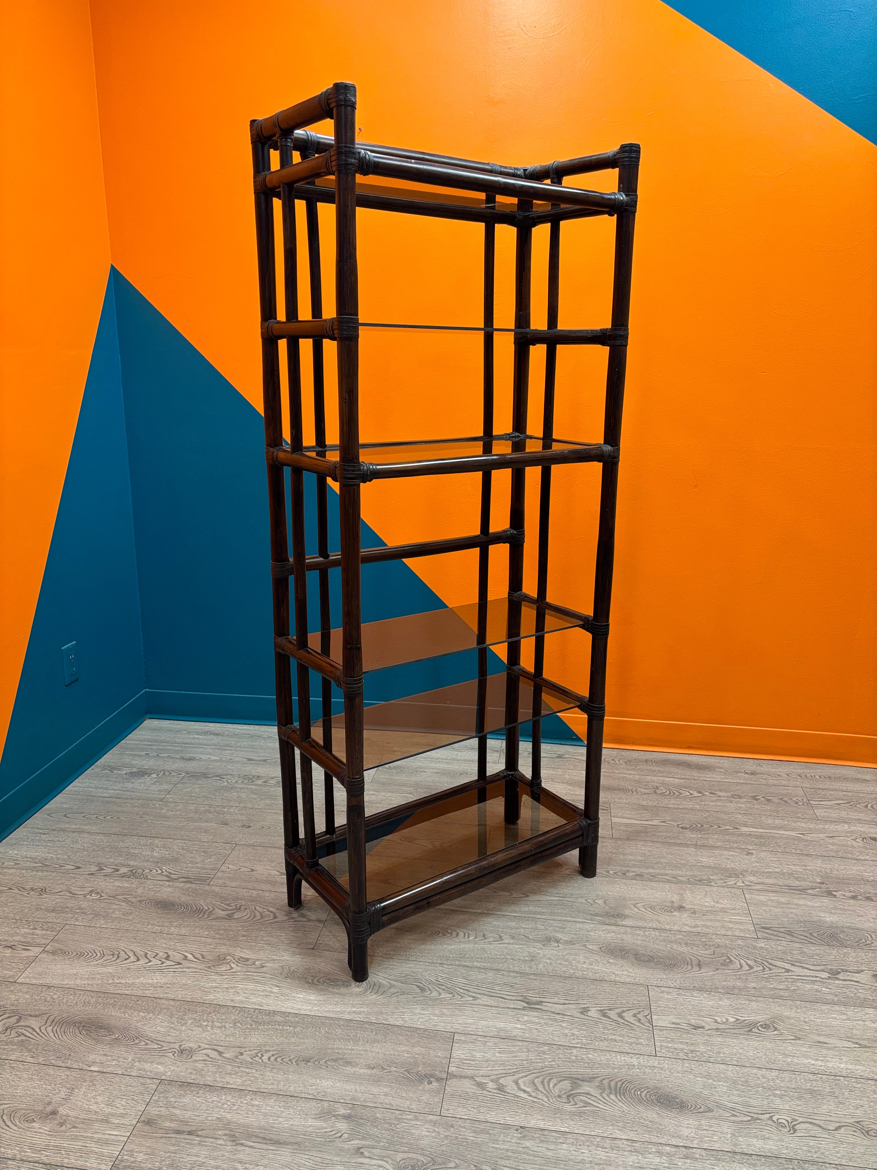 Rattan and Glass Shelf (3 available)