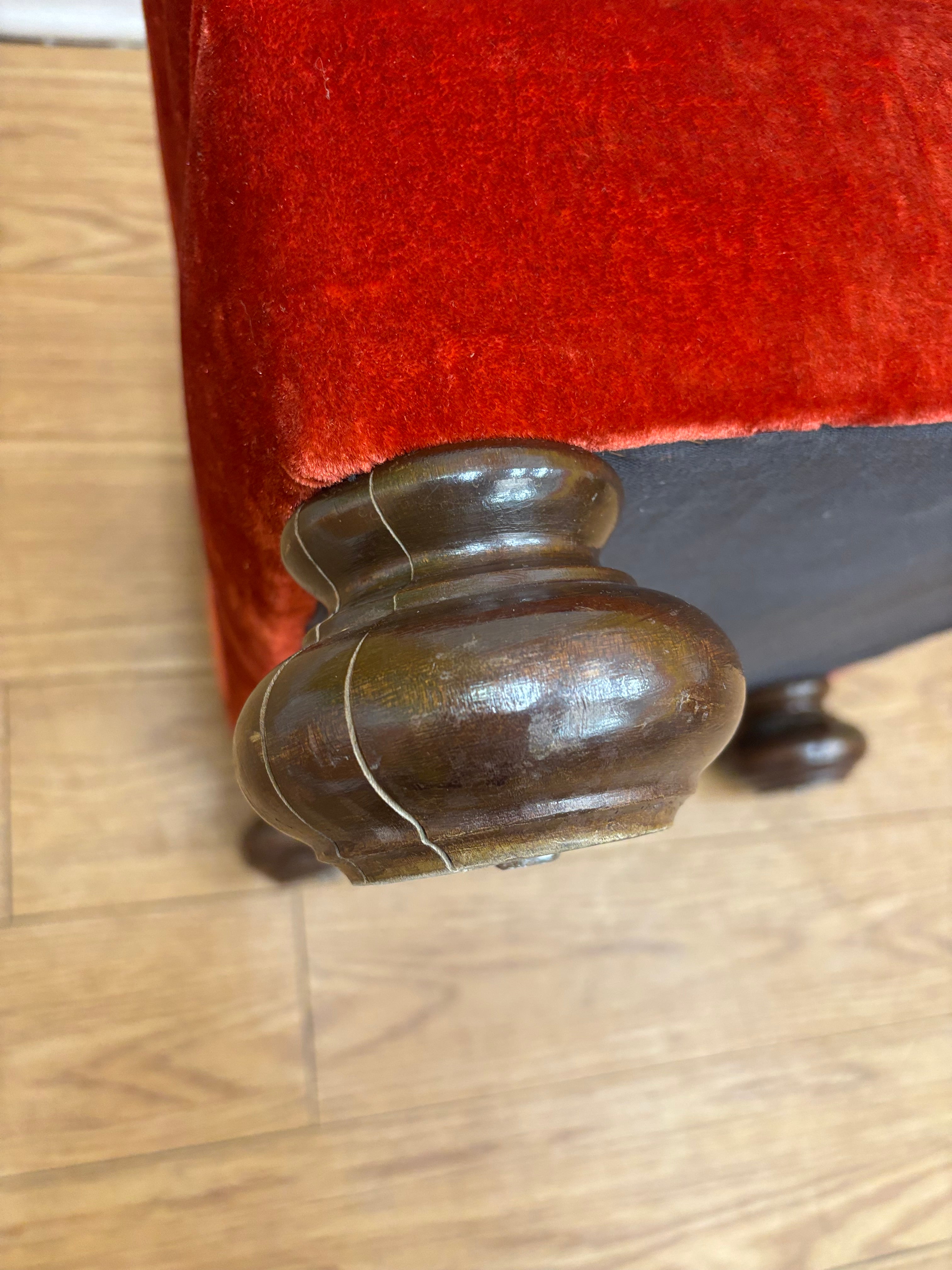 Red Velvet Ottoman
