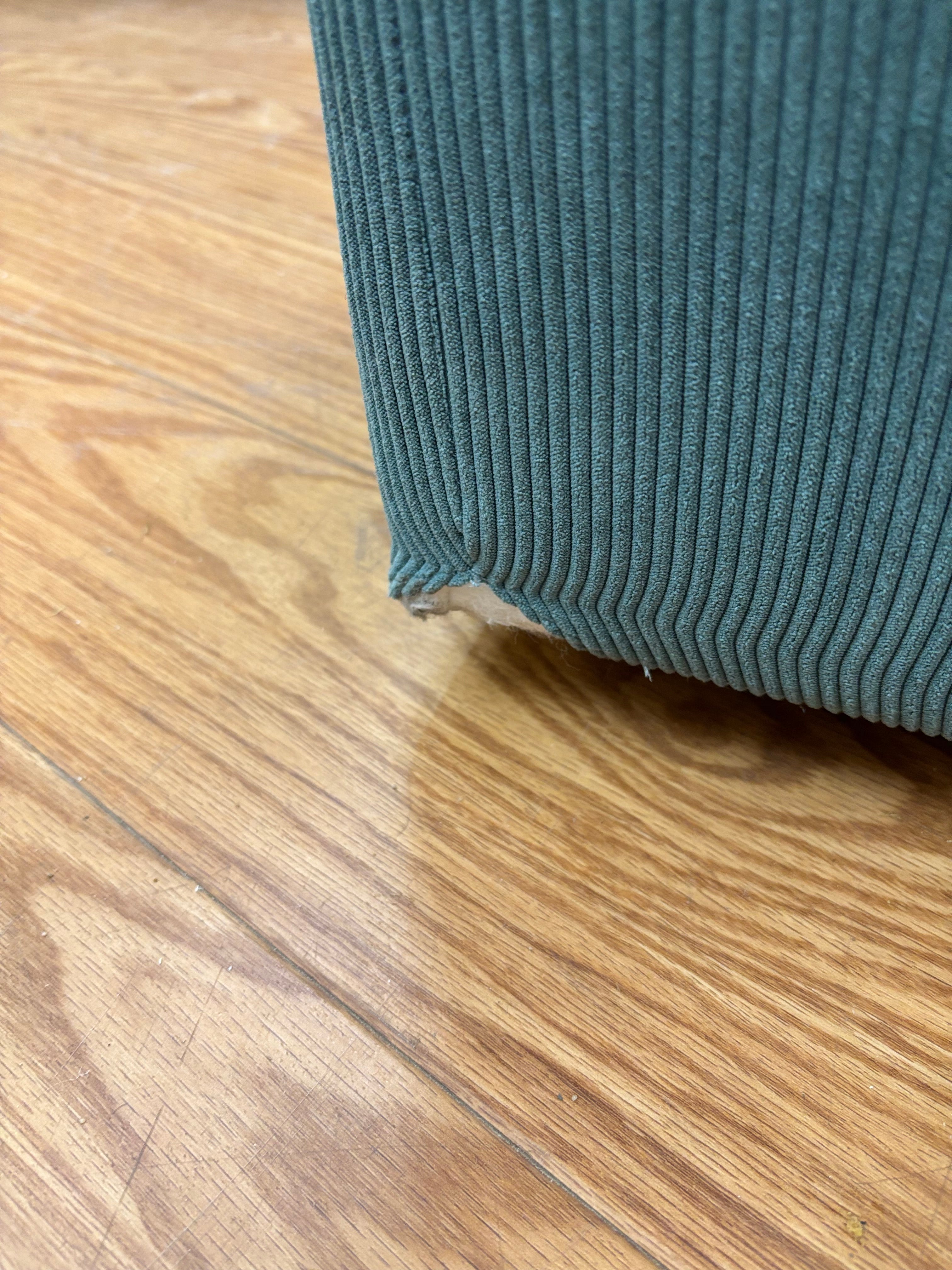 Teal Fabric Loveseat with Ottoman