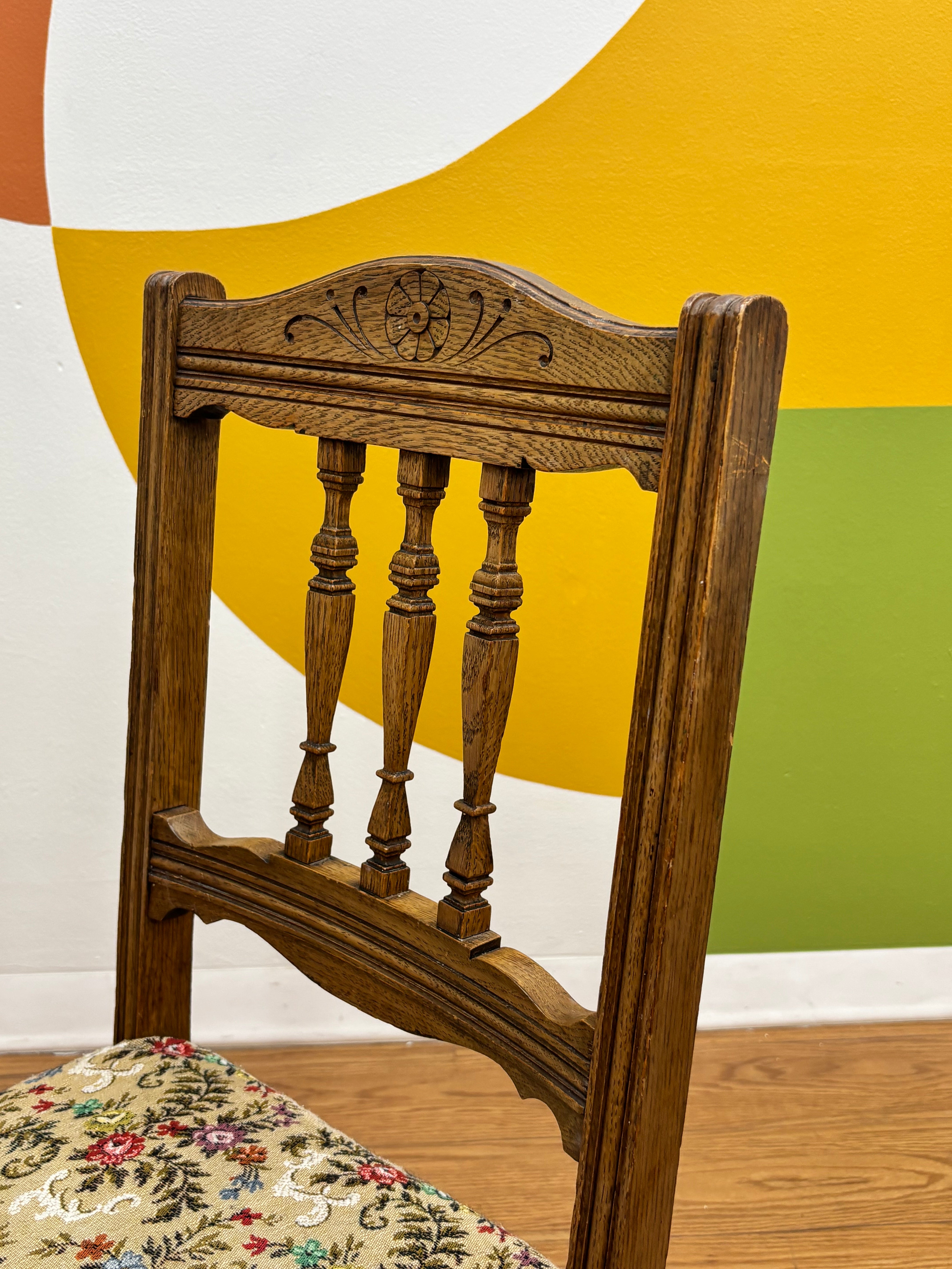 Wood Floral Dining Chair (4)