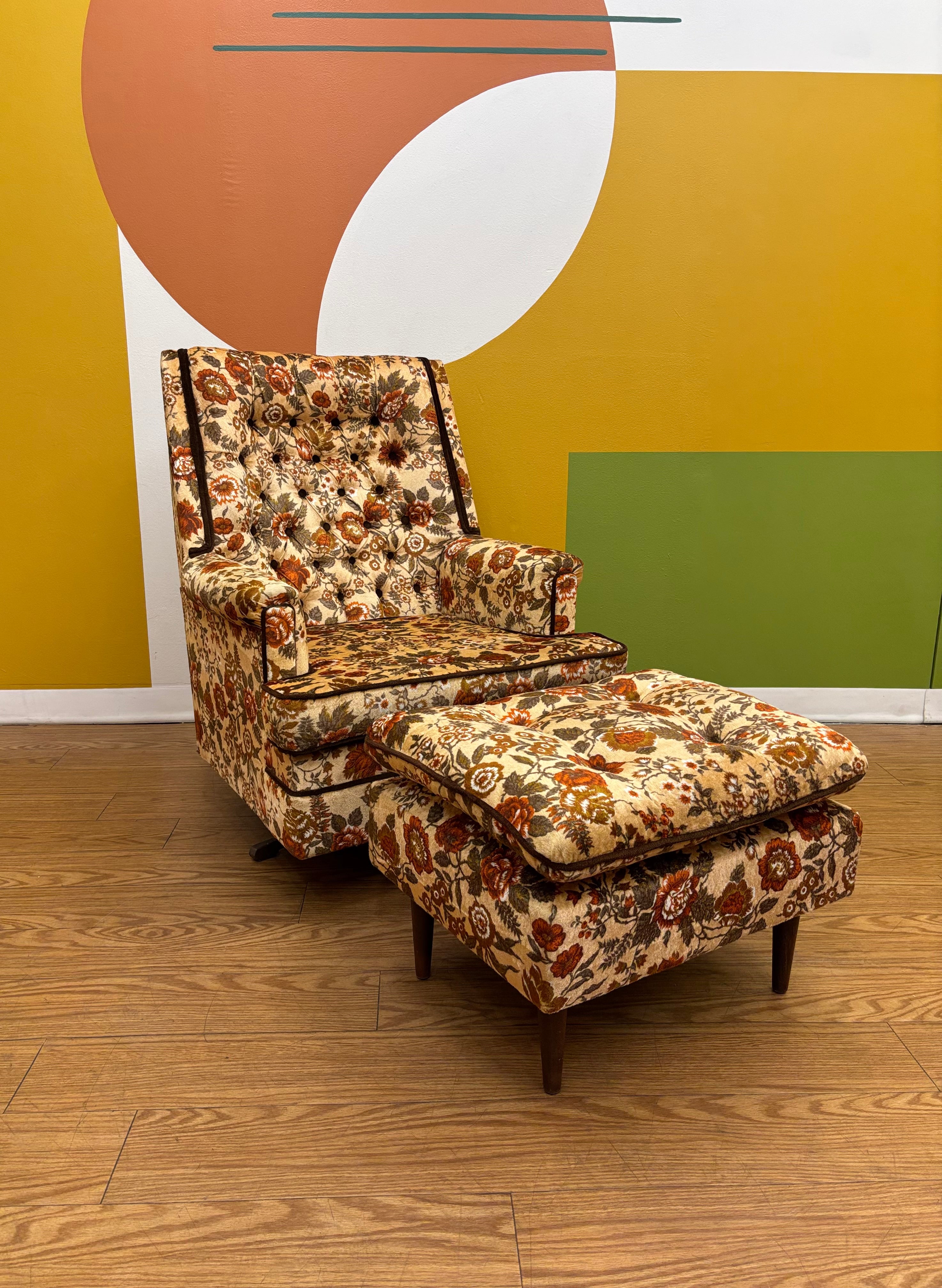 Floral Armchair & Ottoman