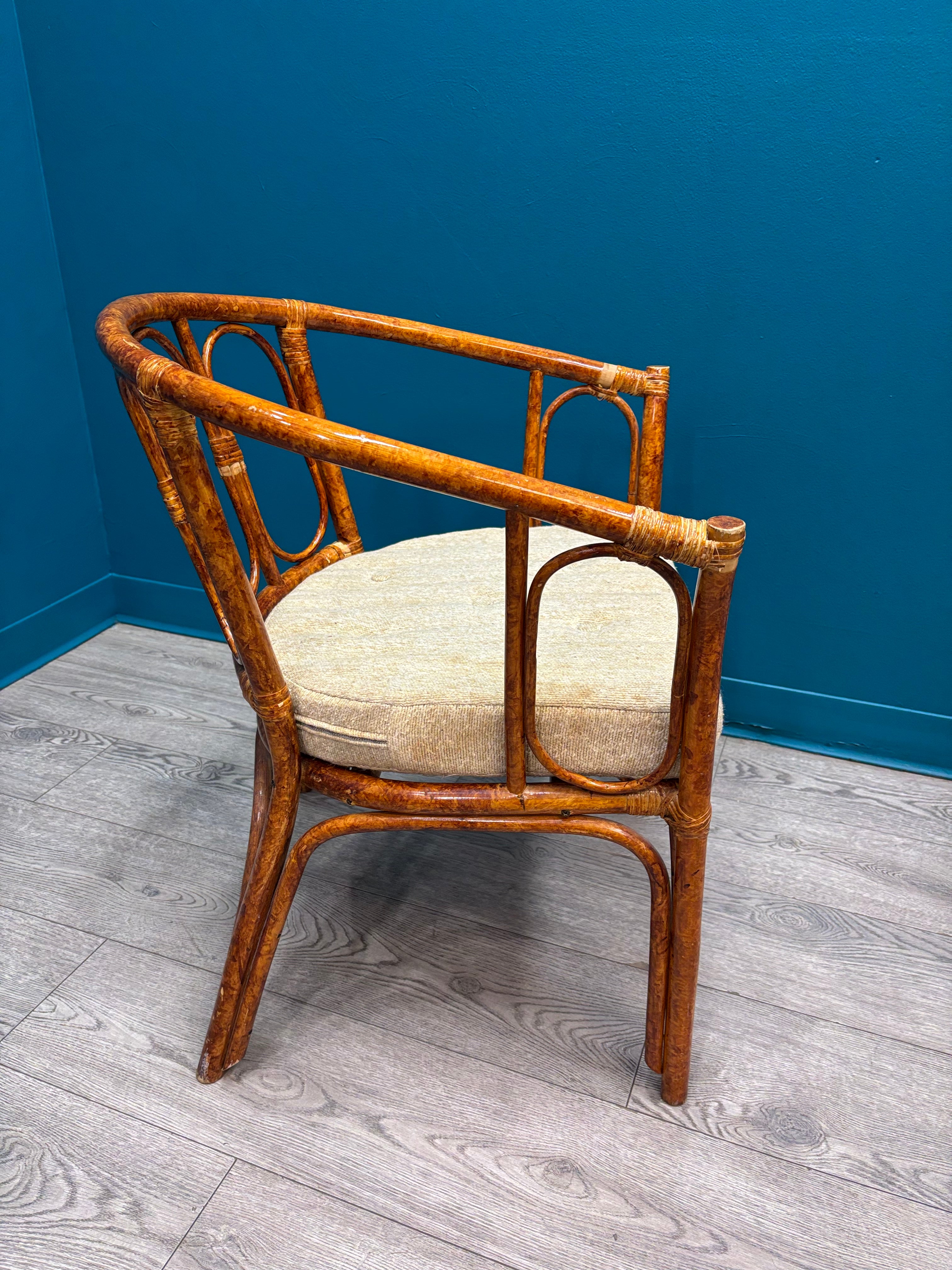 Barrel Shaped Rattan Chair