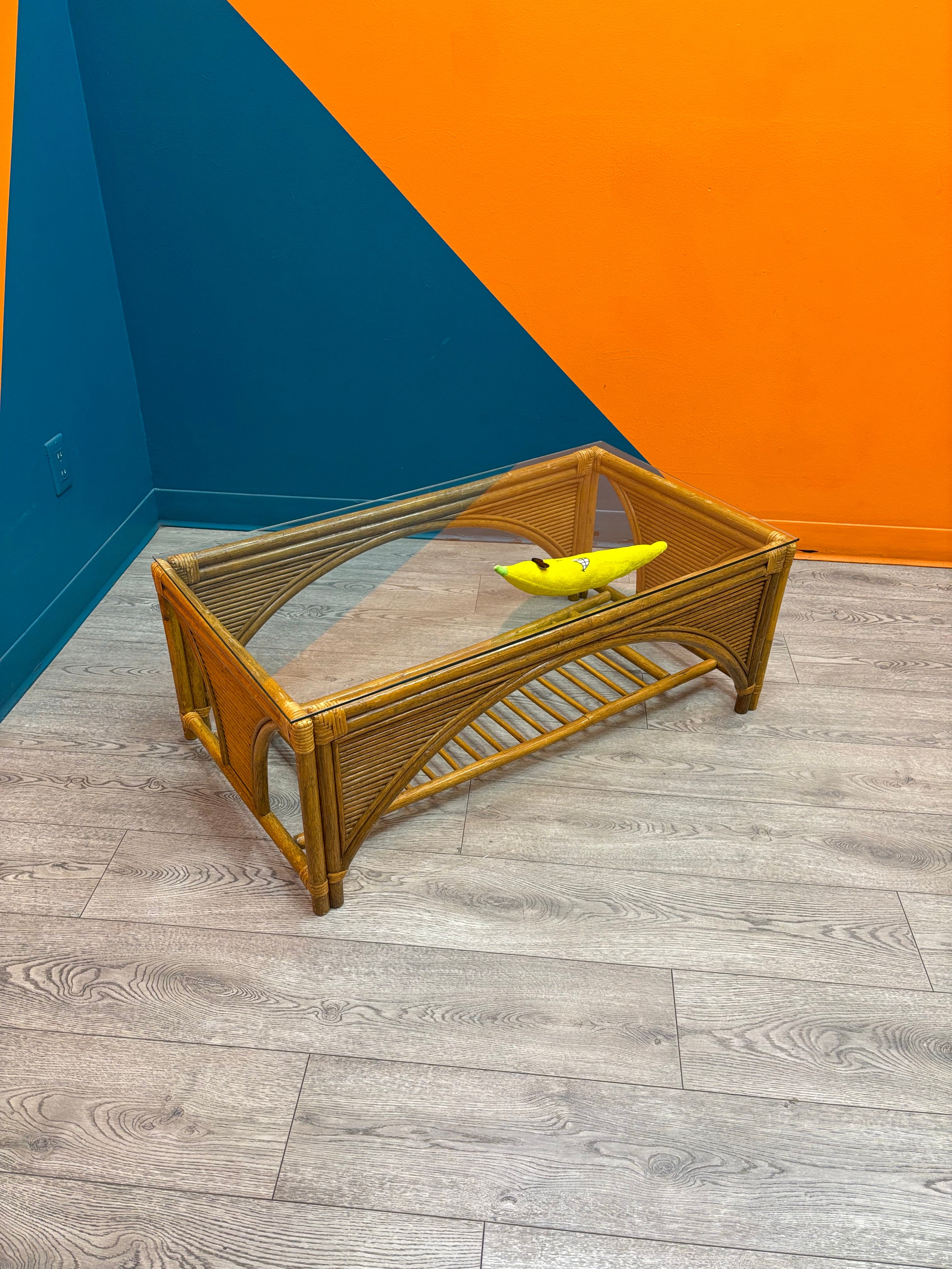 Rattan & Glass Coffee Table