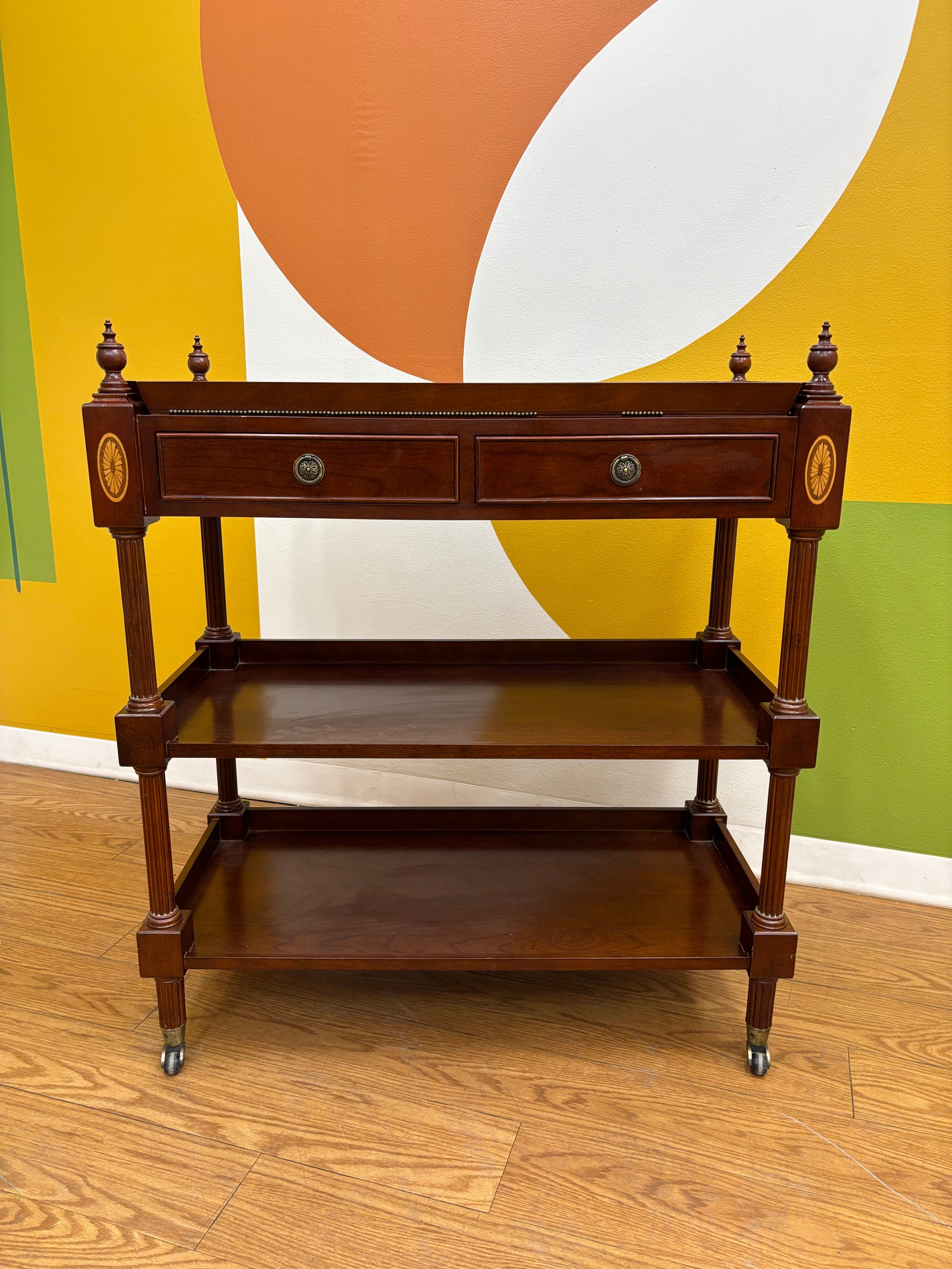 Mahogany Post Rolling Serving Cart