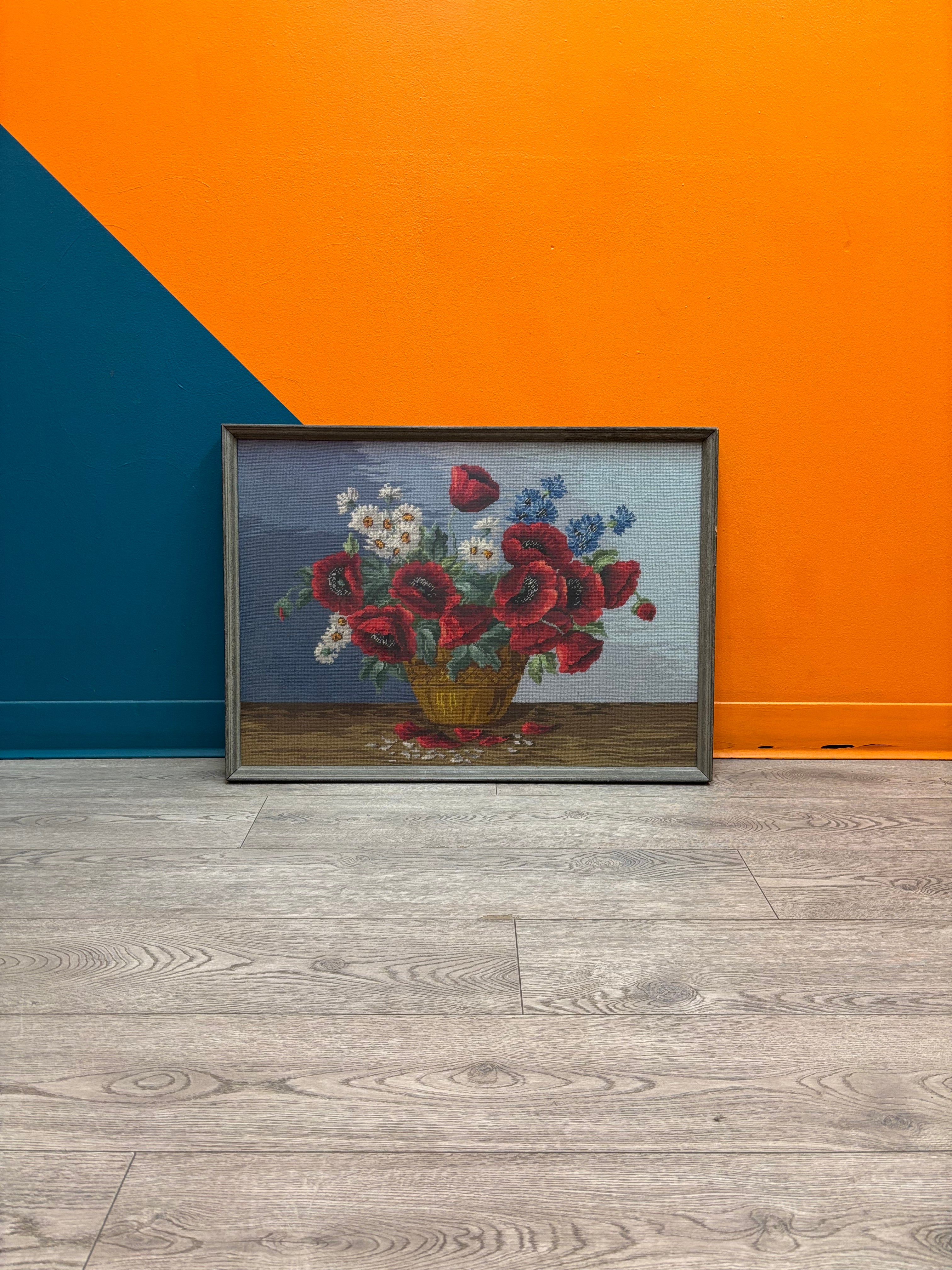 Basket of Poppies Needlepoint by Wiehler Gobelin