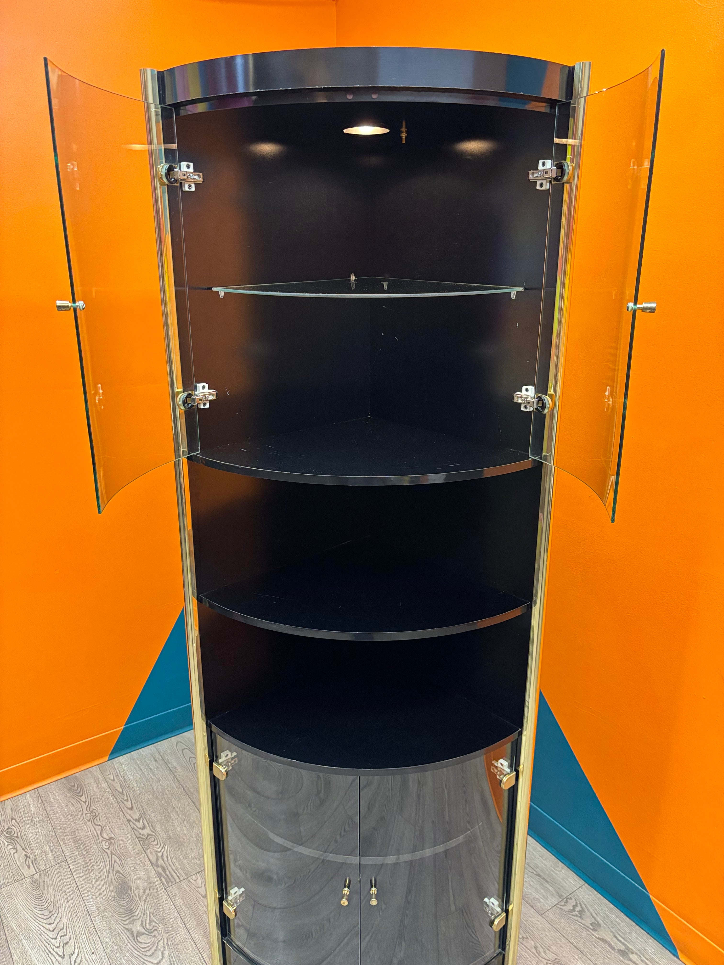 Black Glass Corner Display Cabinet