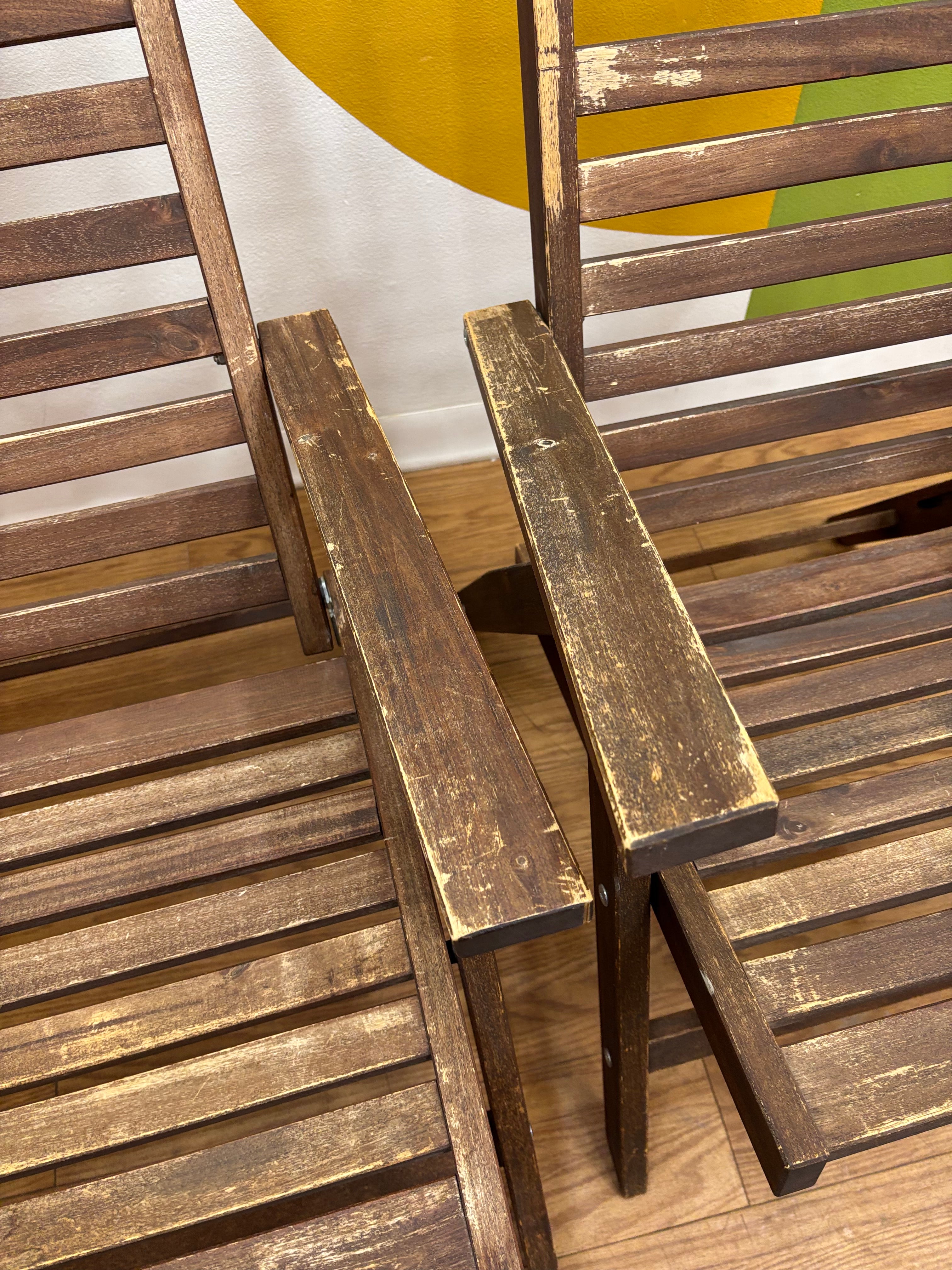 (2) Wood Folding Reclining Chairs