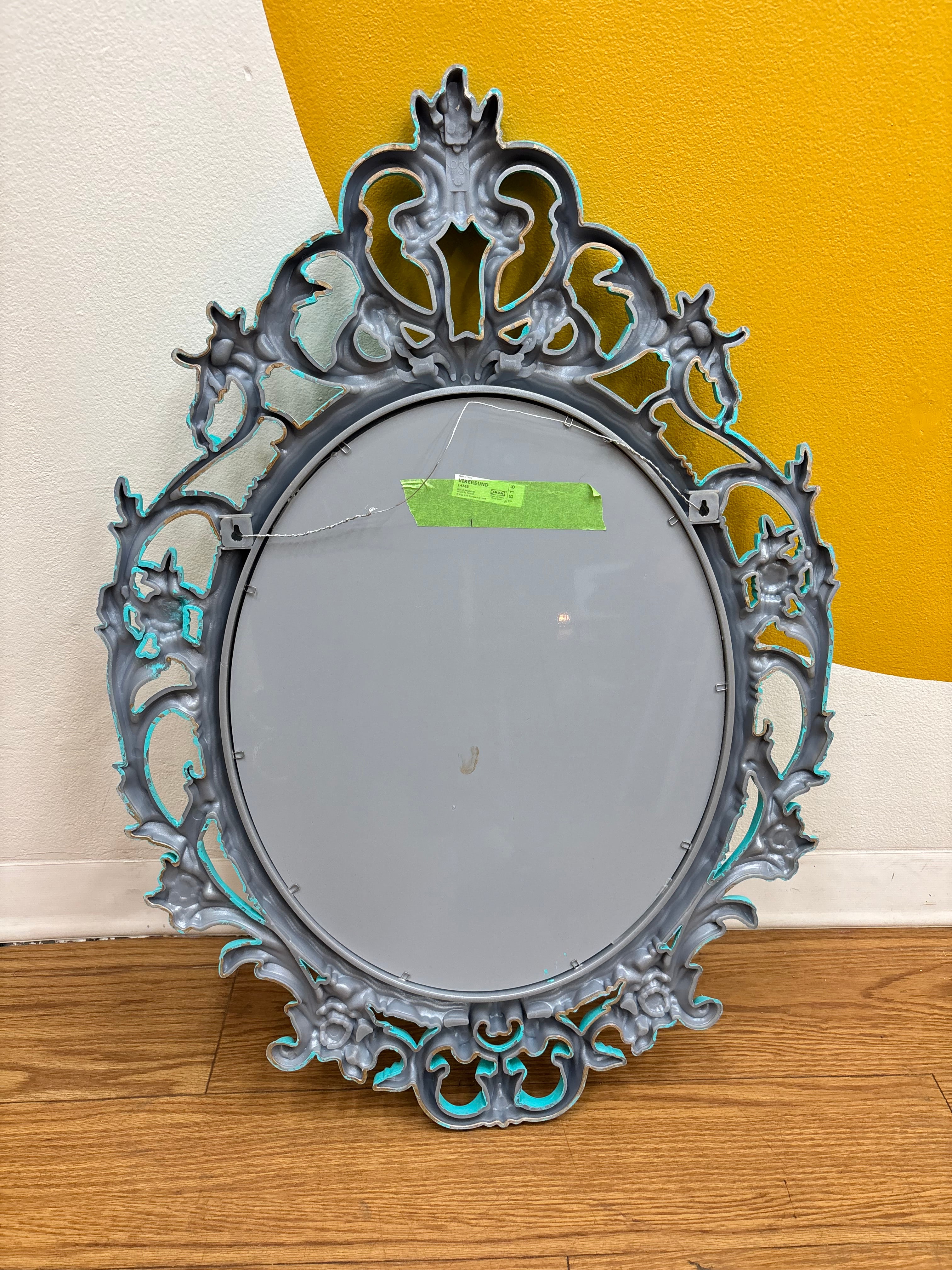 Teal Oval Wall Mirror