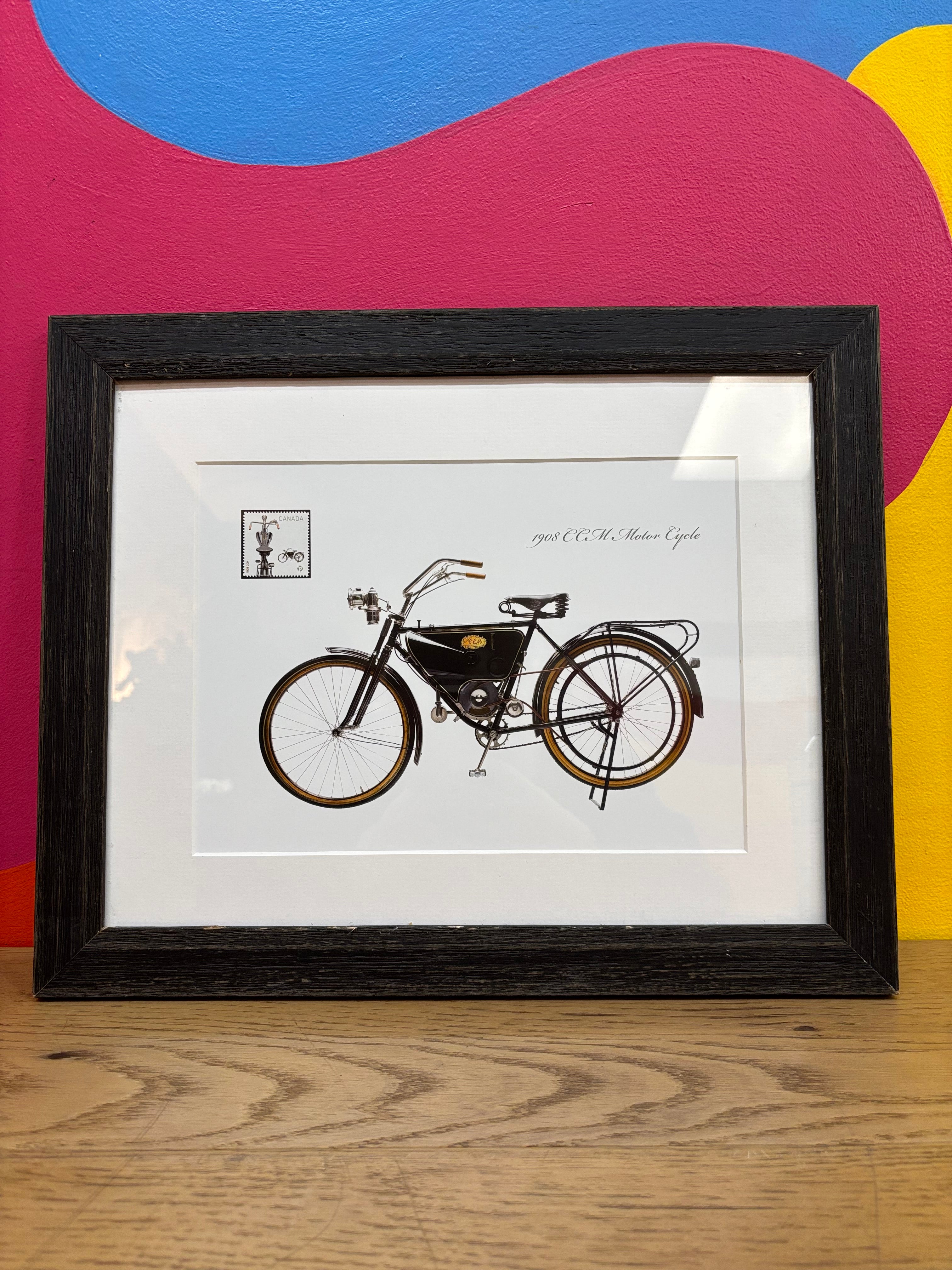 Framed 1908 CCM Motor Cycle